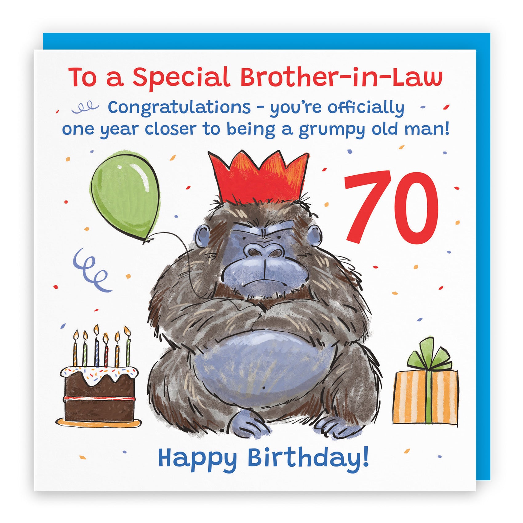 70th Brother-in-Law Birthday Card Grumpy Gorilla Animal Party - Default Title (RM00525)