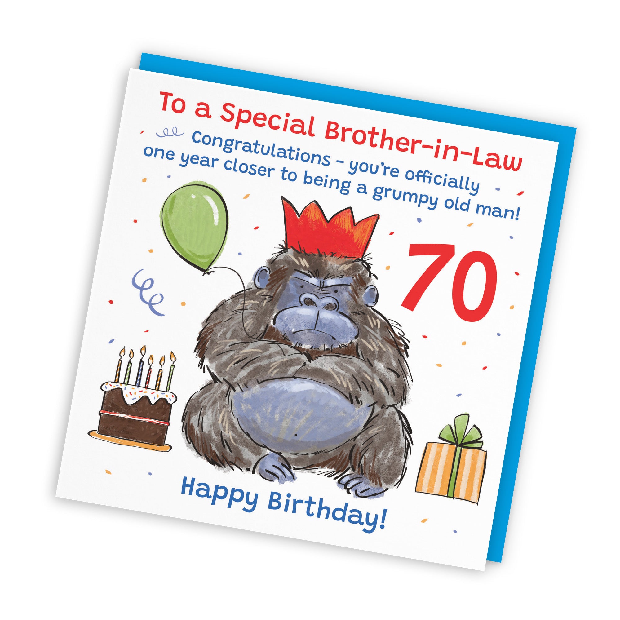 70th Brother-in-Law Birthday Card Grumpy Gorilla Animal Party - Default Title (RM00525)