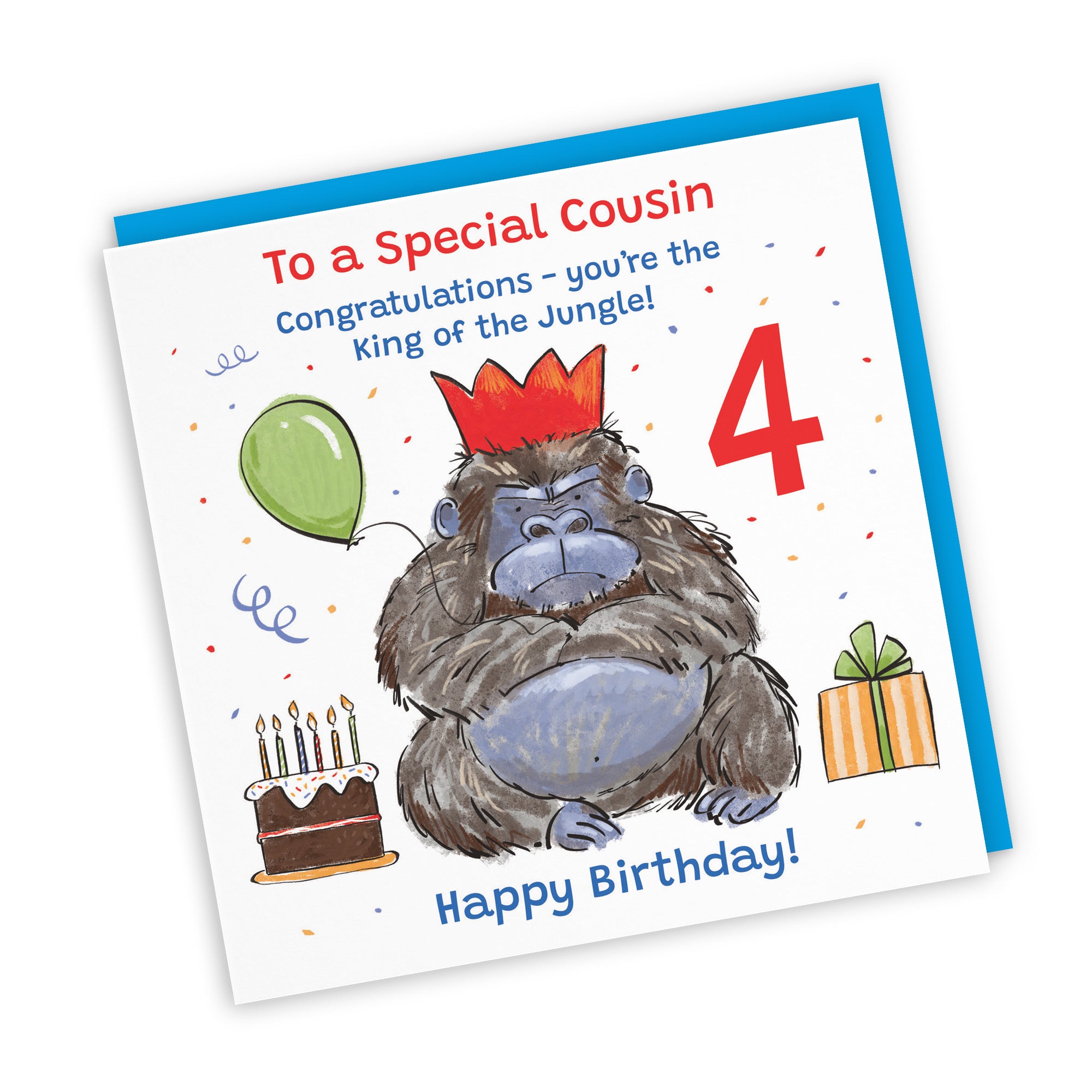 Male 4th Cousin Birthday Card Grumpy Gorilla Animal Party - Default Title (RM00526)