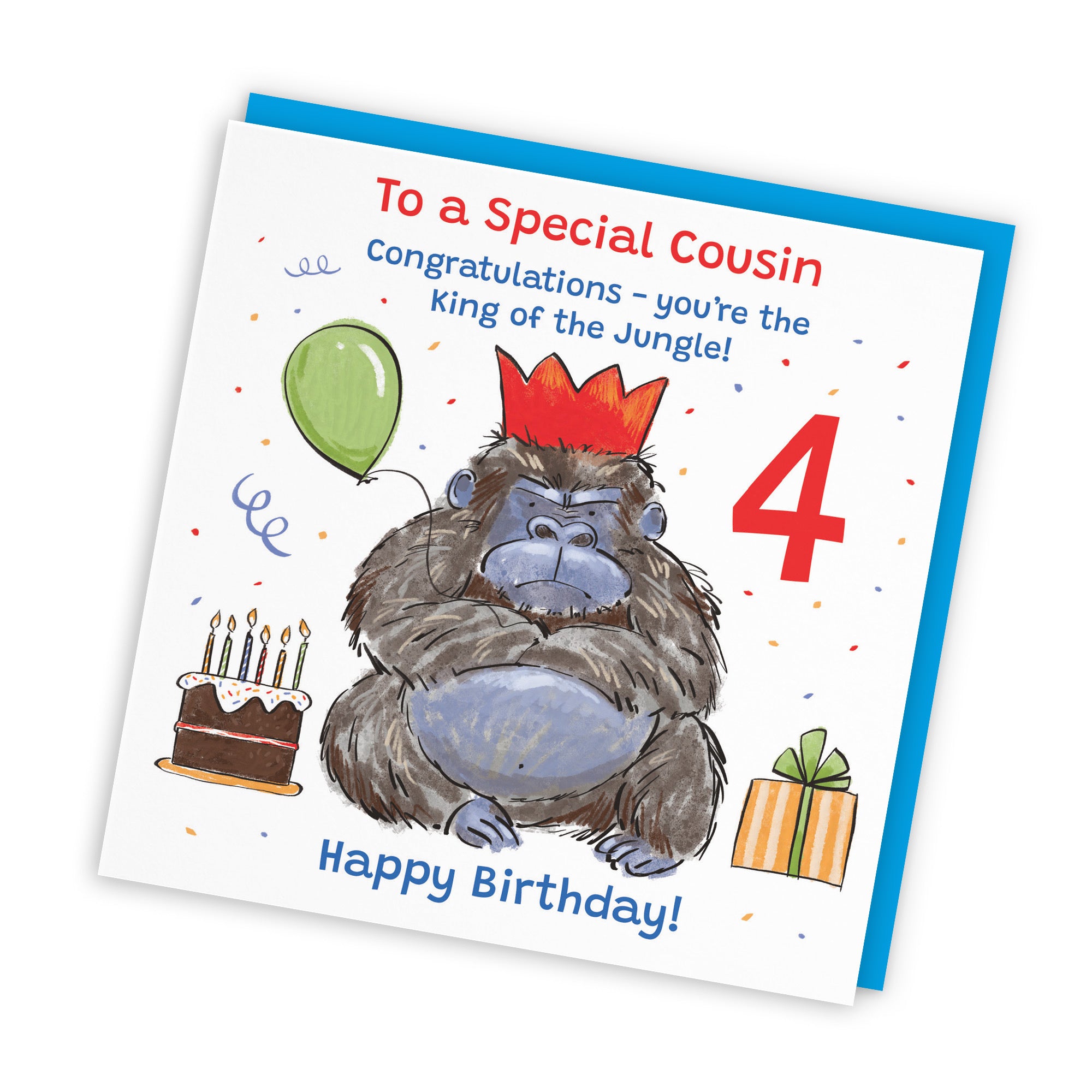 Male 4th Cousin Birthday Card Grumpy Gorilla Animal Party - Default Title (RM00526)