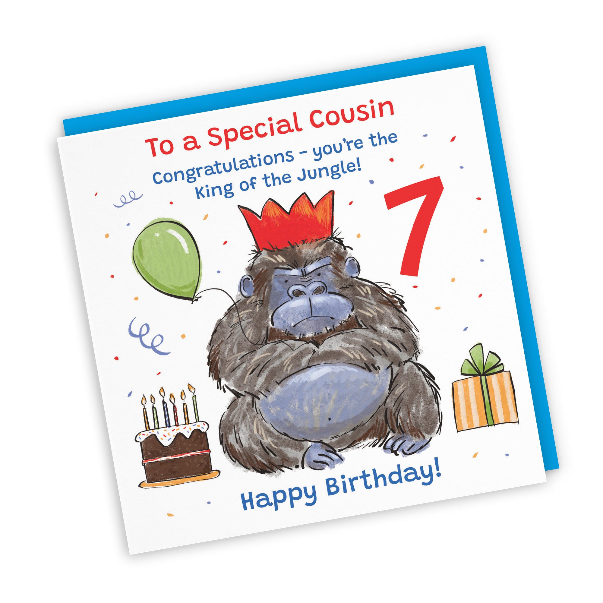 Male 7th Cousin Birthday Card Grumpy Gorilla Animal Party - Default Title (RM00529)