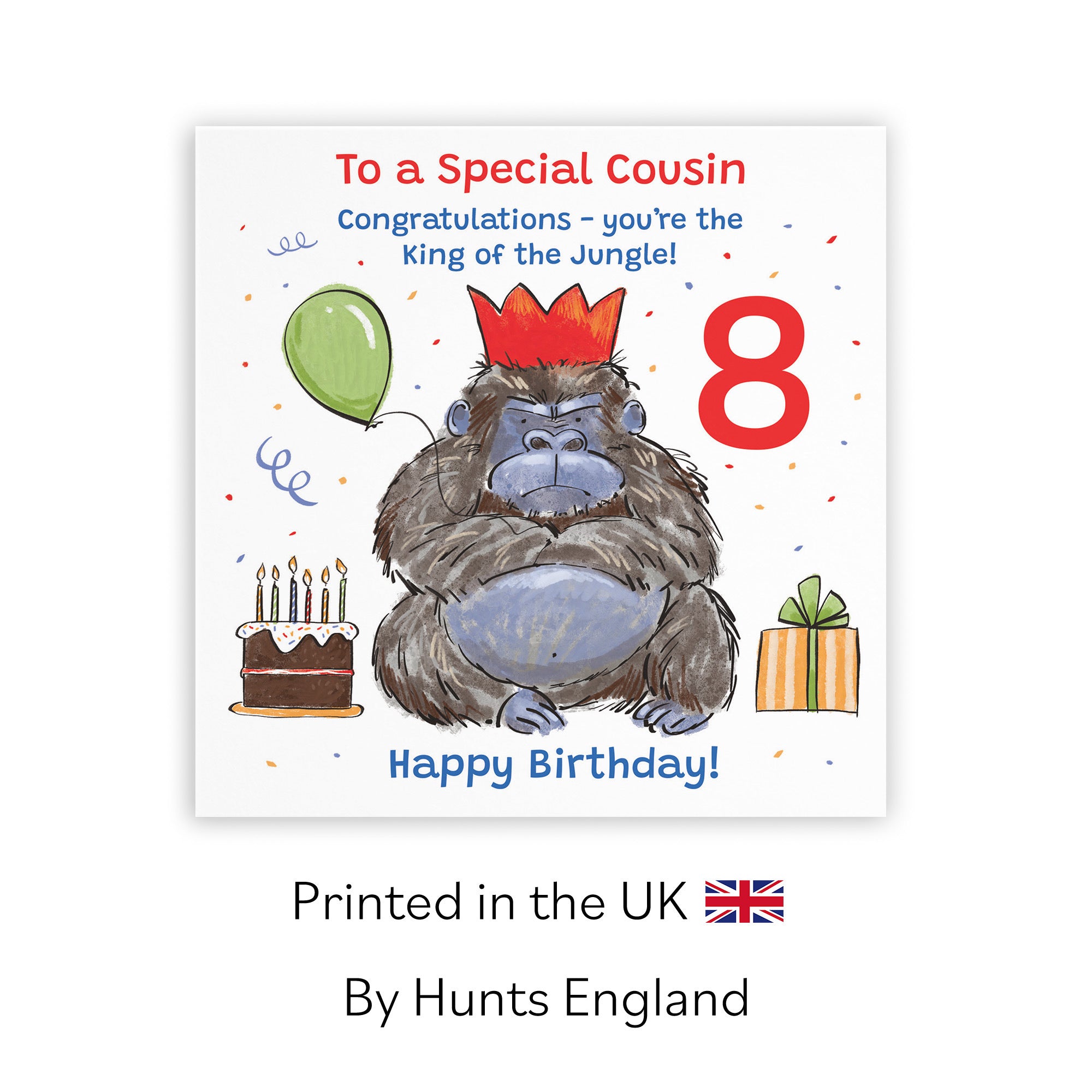 Male 8th Cousin Birthday Card Grumpy Gorilla Animal Party - Default Title (RM00530)