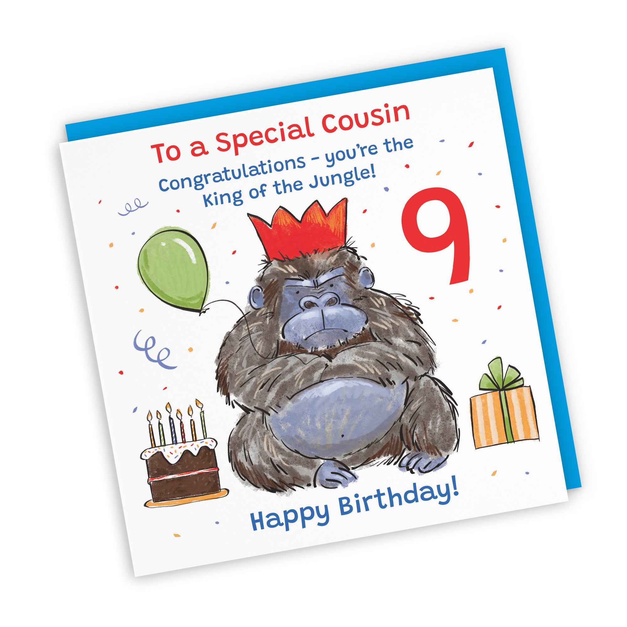 Male 9th Cousin Birthday Card Grumpy Gorilla Animal Party - Default Title (RM00531)