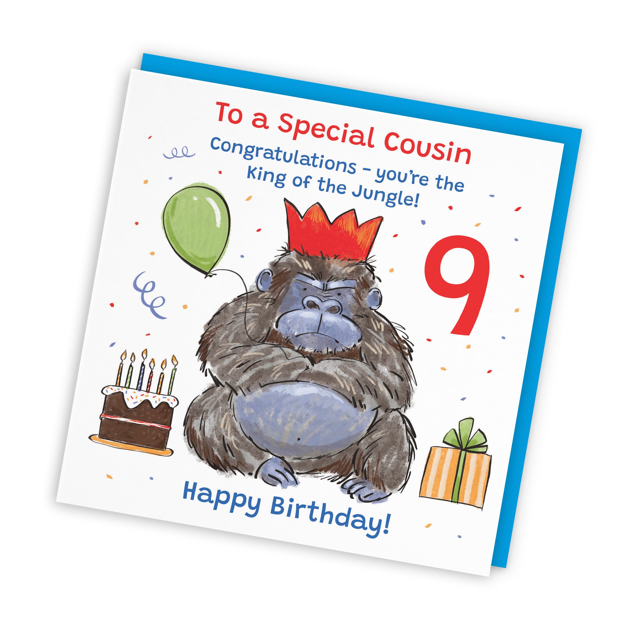 Male 9th Cousin Birthday Card Grumpy Gorilla Animal Party - Default Title (RM00531)