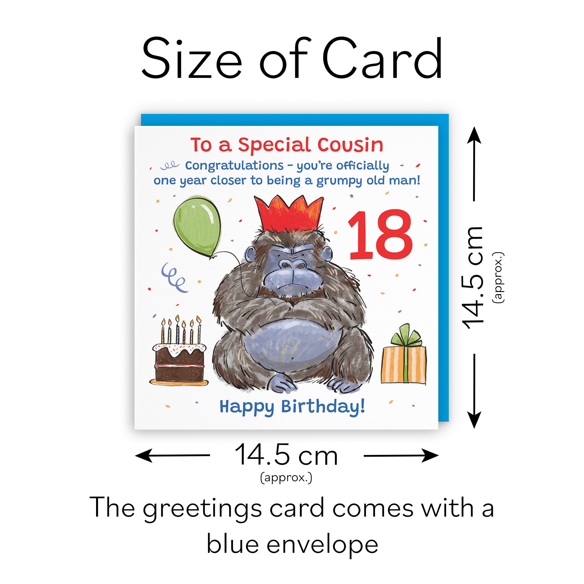 Male 18th Cousin Birthday Card Grumpy Gorilla Animal Party - Default Title (RM00536)