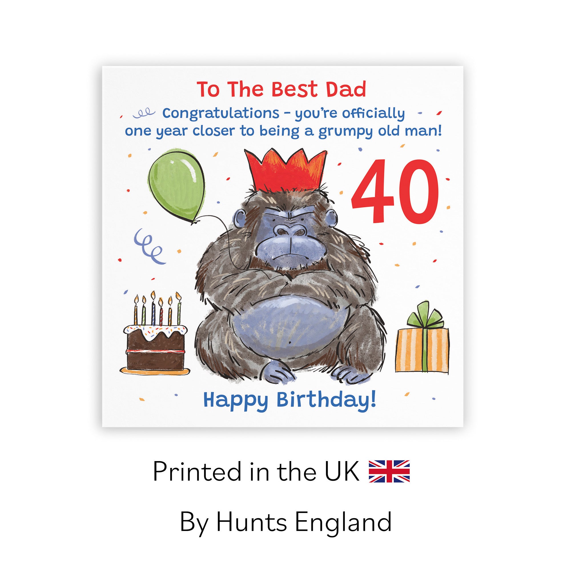 40th Dad Birthday Card Grumpy Gorilla Animal Party - Default Title (RM00538)