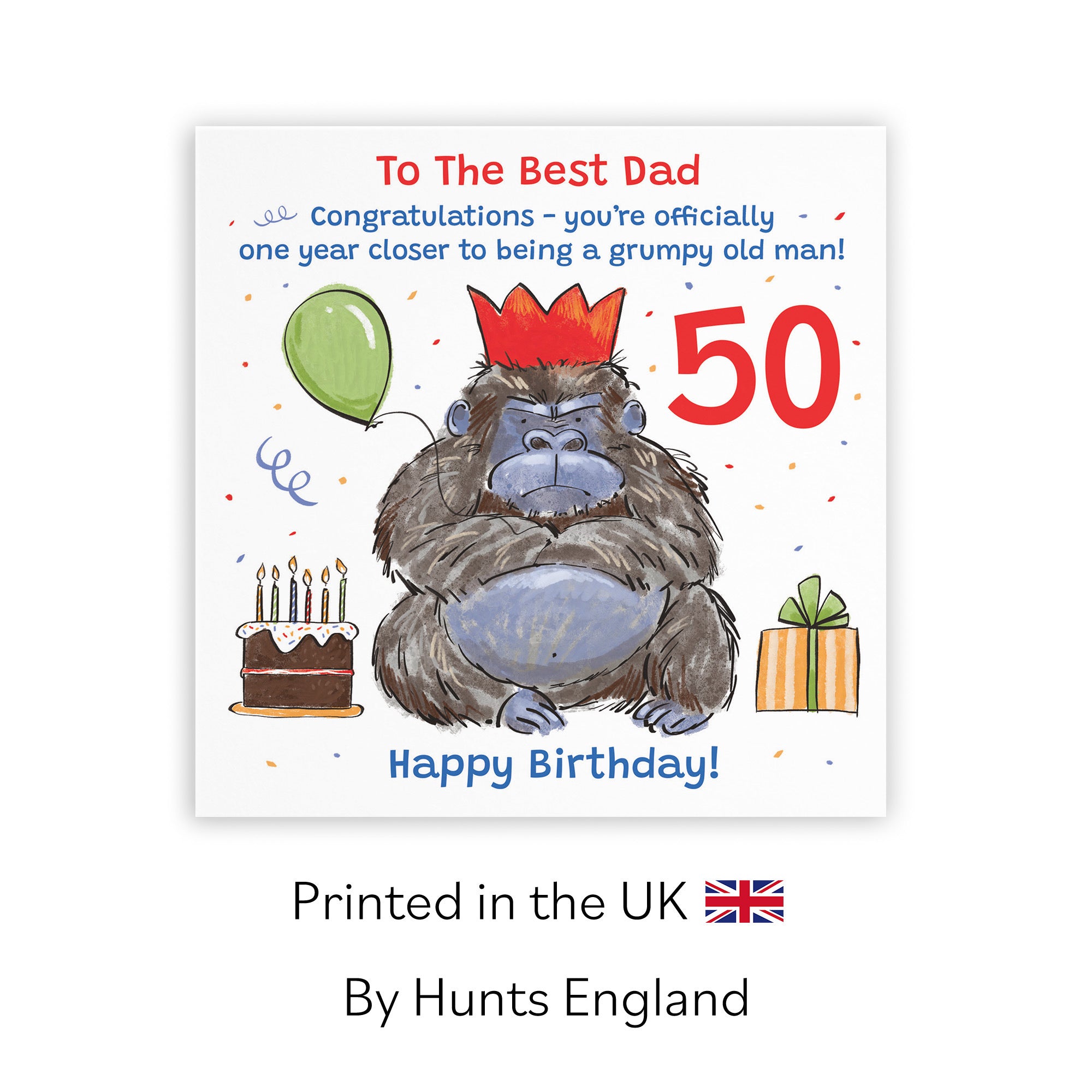 50th Dad Birthday Card Grumpy Gorilla Animal Party - Default Title (RM00539)