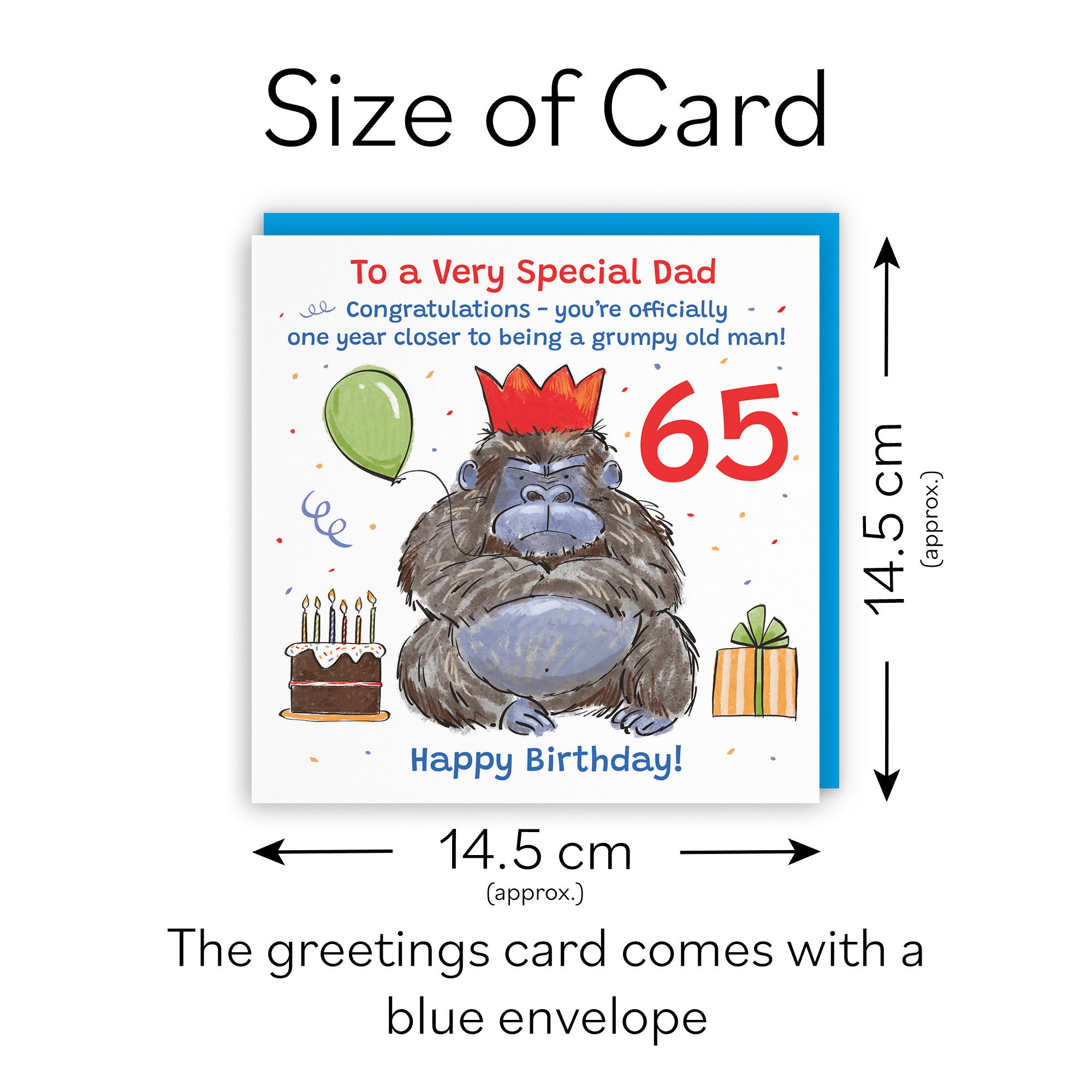 65th Dad Birthday Card Grumpy Gorilla Animal Party - Default Title (RM00541)