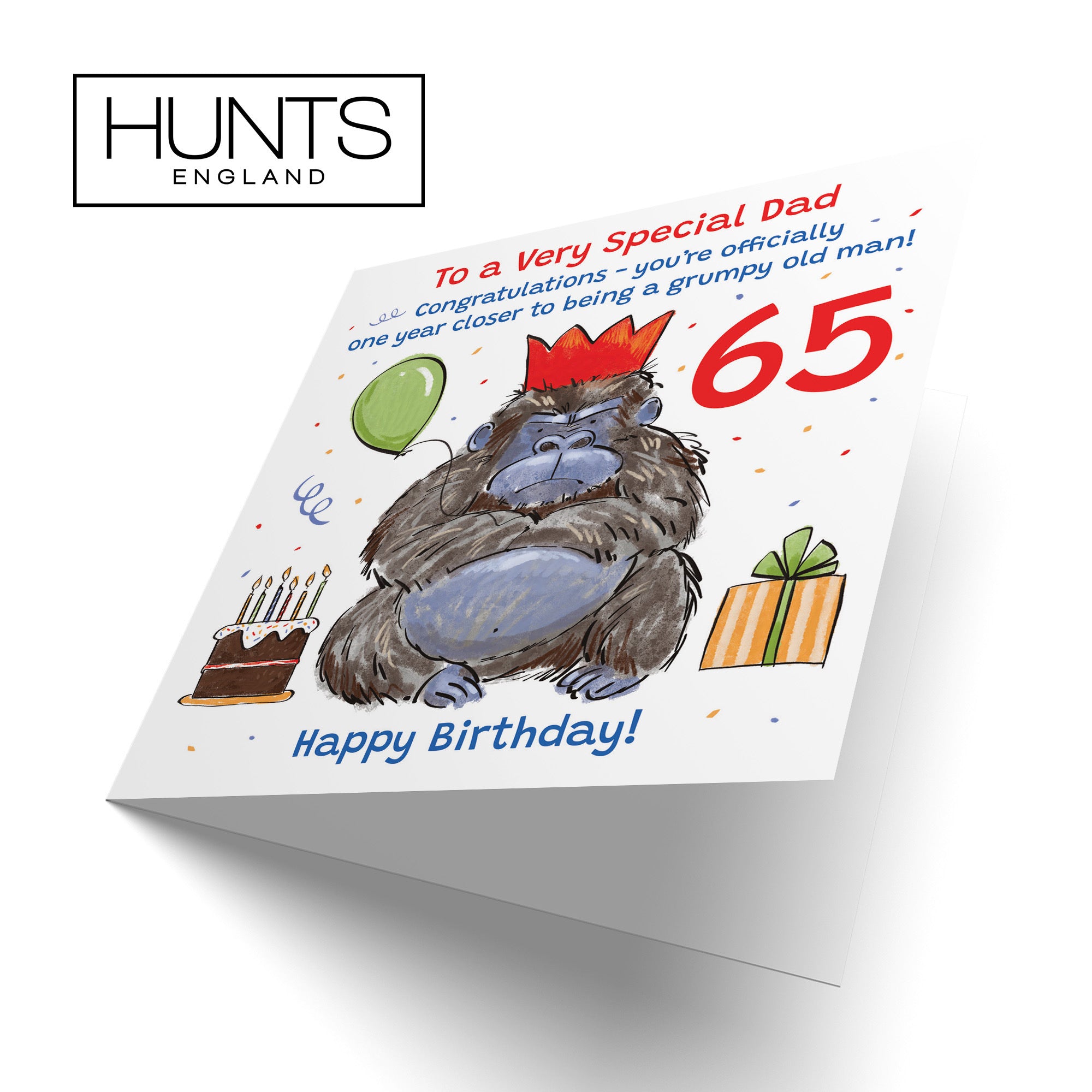 65th Dad Birthday Card Grumpy Gorilla Animal Party - Default Title (RM00541)