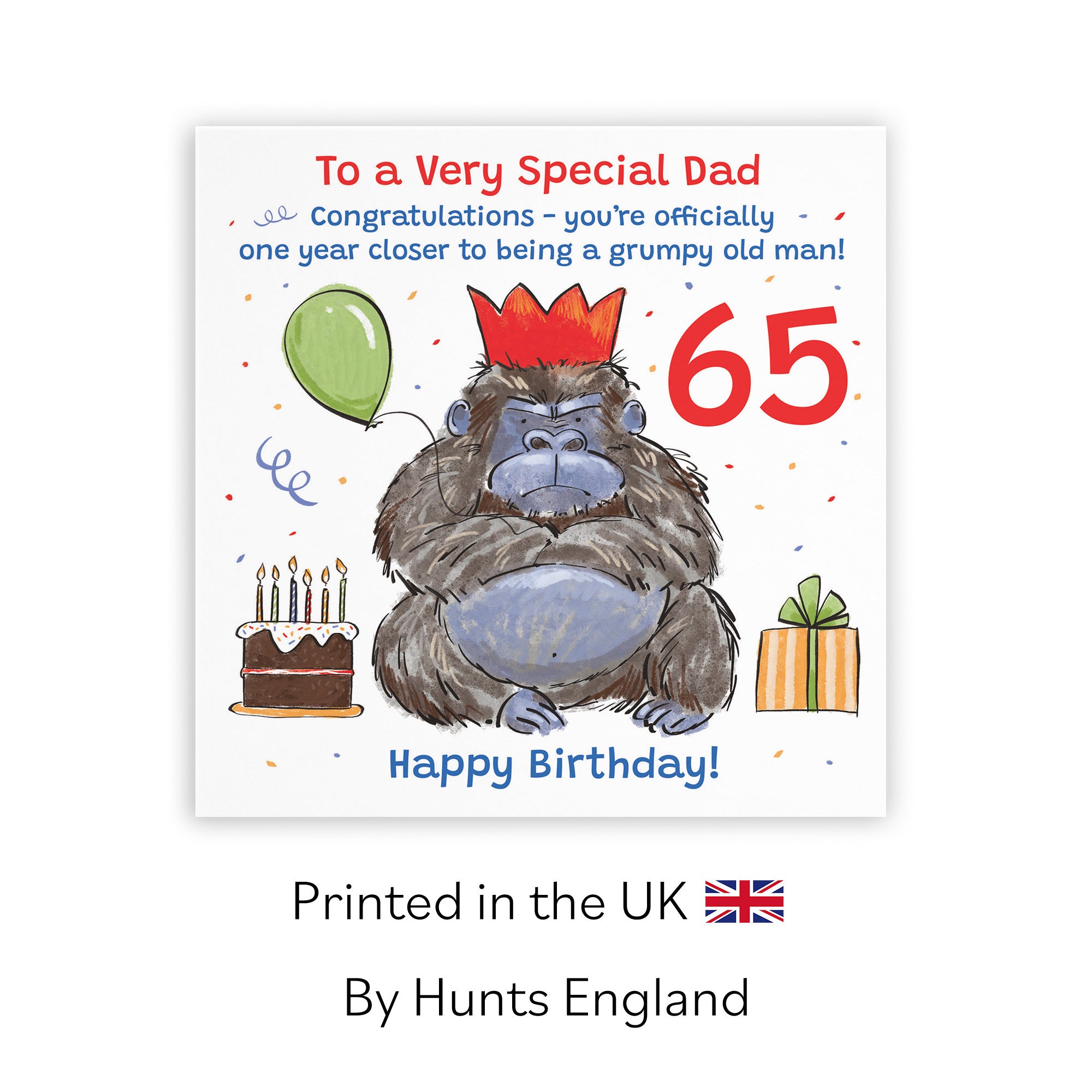 65th Dad Birthday Card Grumpy Gorilla Animal Party - Default Title (RM00541)