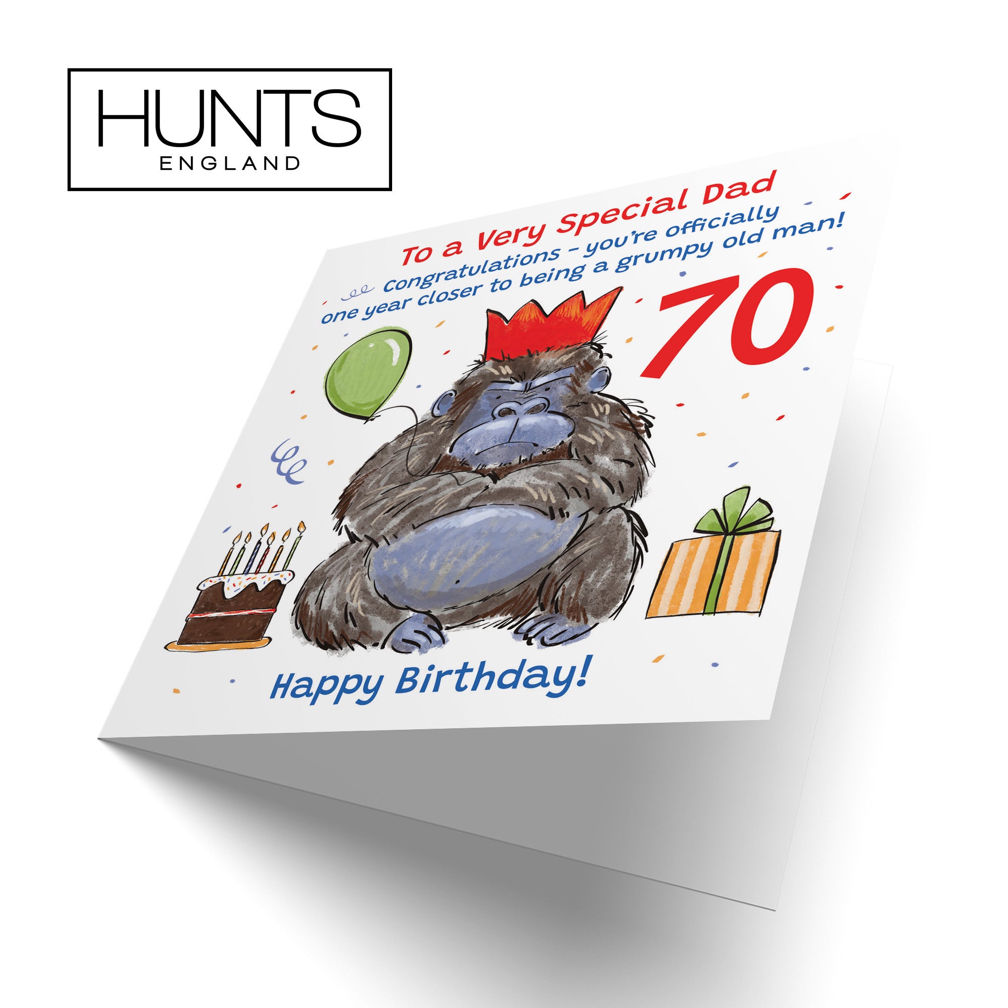 70th Dad Birthday Card Grumpy Gorilla Animal Party - Default Title (RM00542)