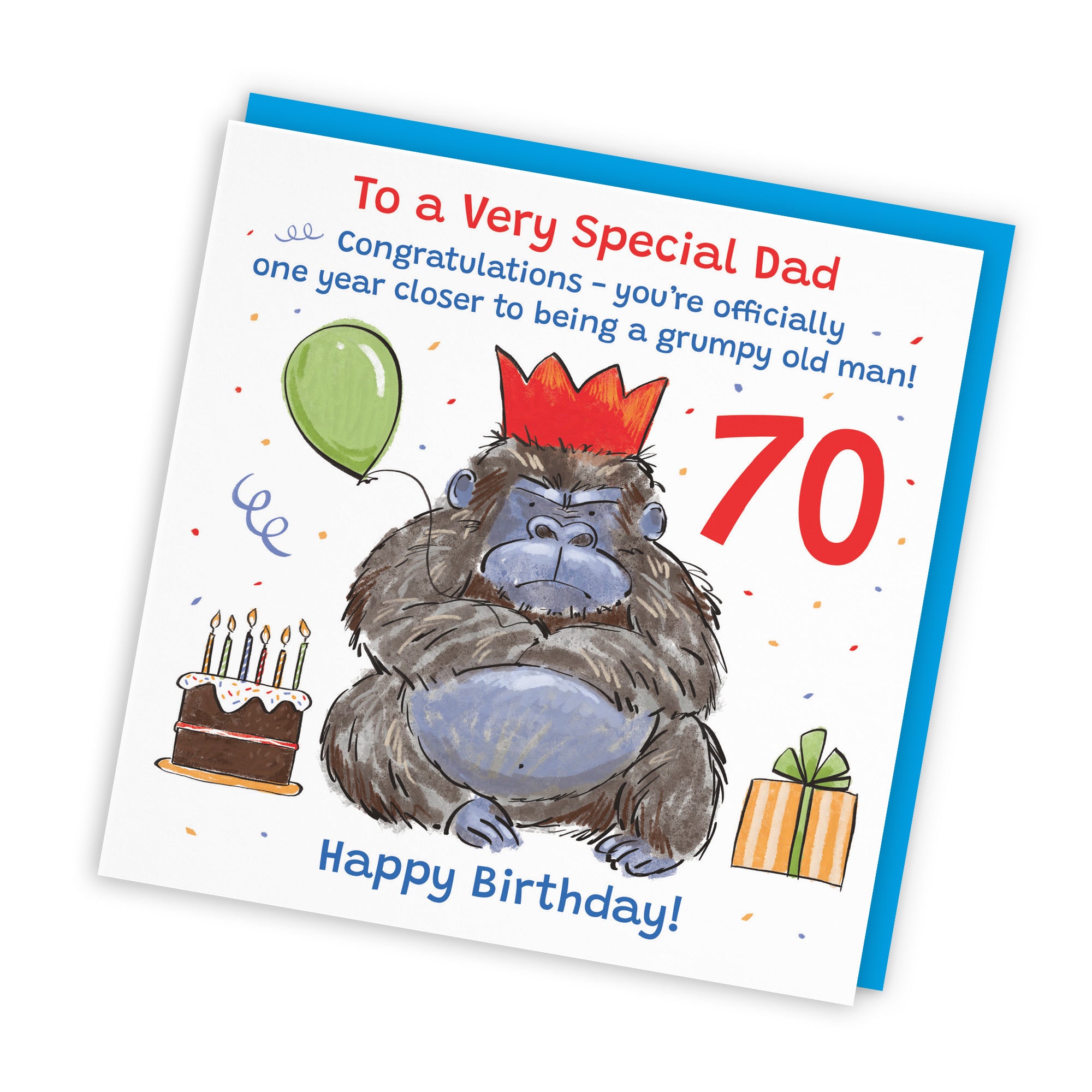 70th Dad Birthday Card Grumpy Gorilla Animal Party - Default Title (RM00542)