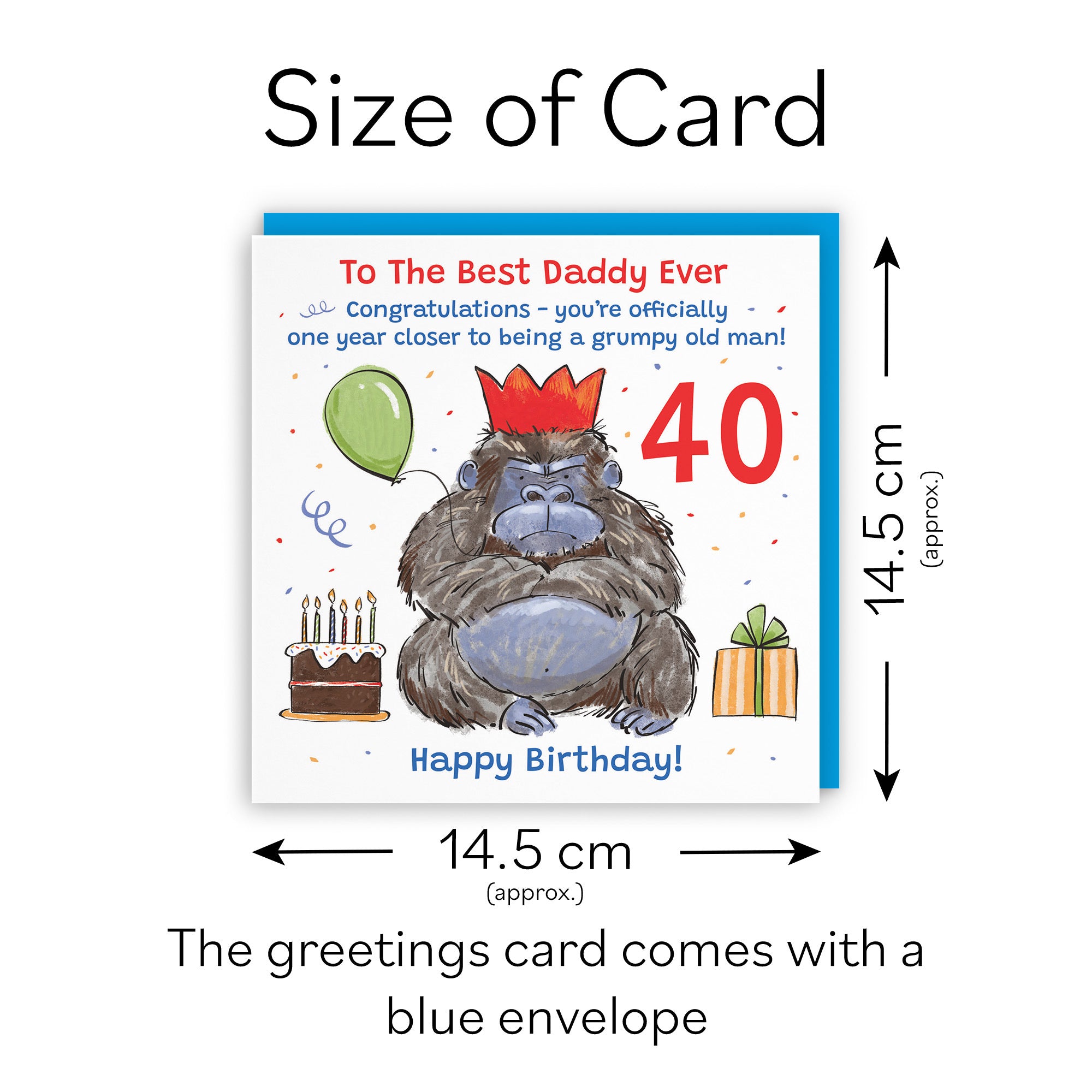 40th Daddy Birthday Card Grumpy Gorilla Animal Party - Default Title (RM00544)