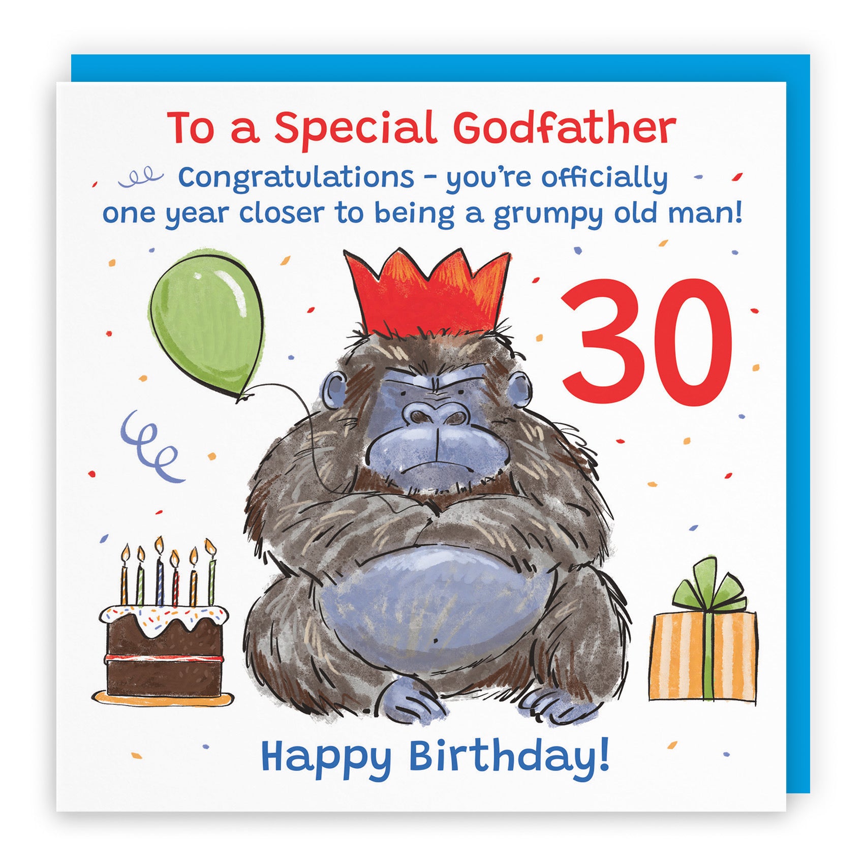 30th Godfather Birthday Card Grumpy Gorilla Animal Party - Default Title (RM00547)