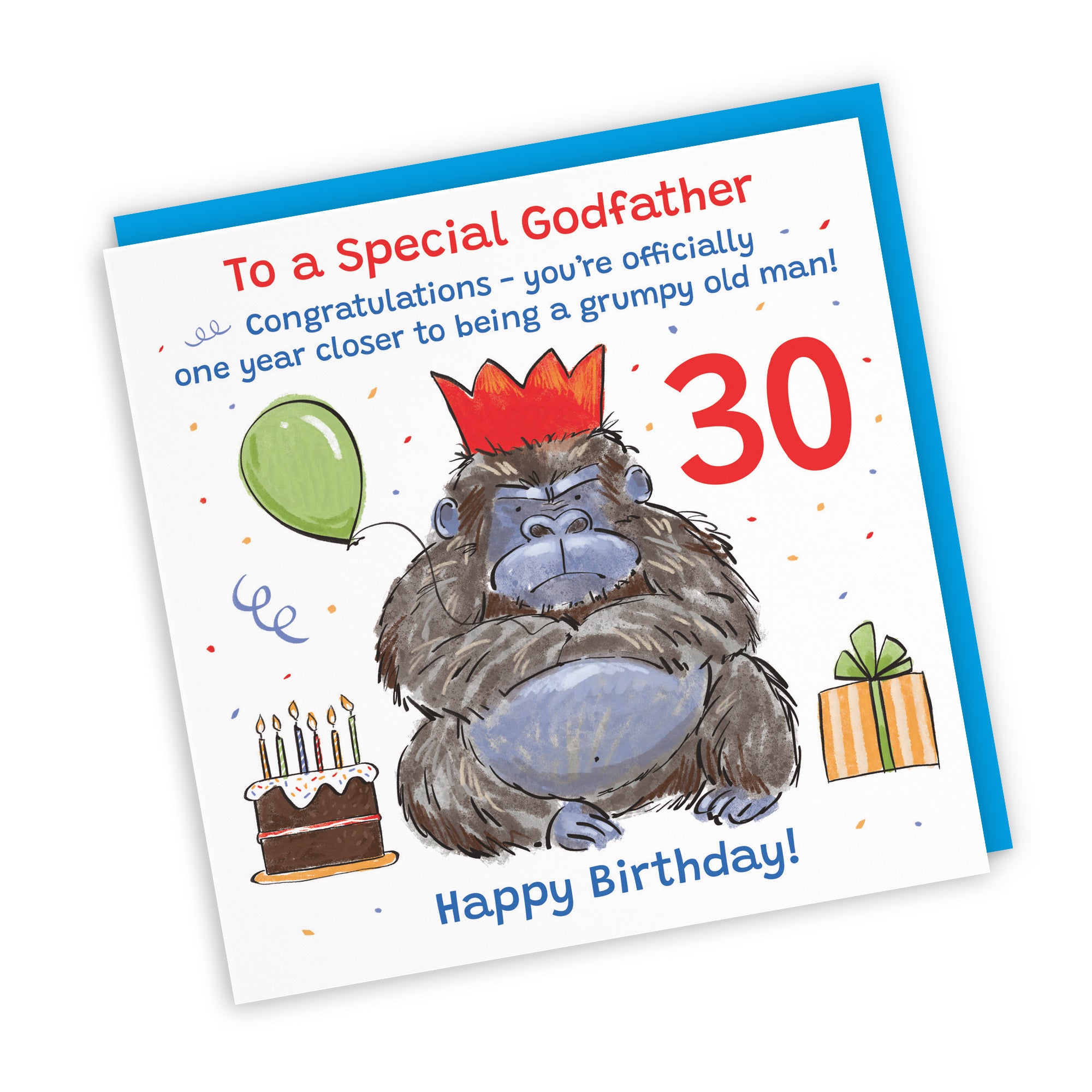 30th Godfather Birthday Card Grumpy Gorilla Animal Party - Default Title (RM00547)