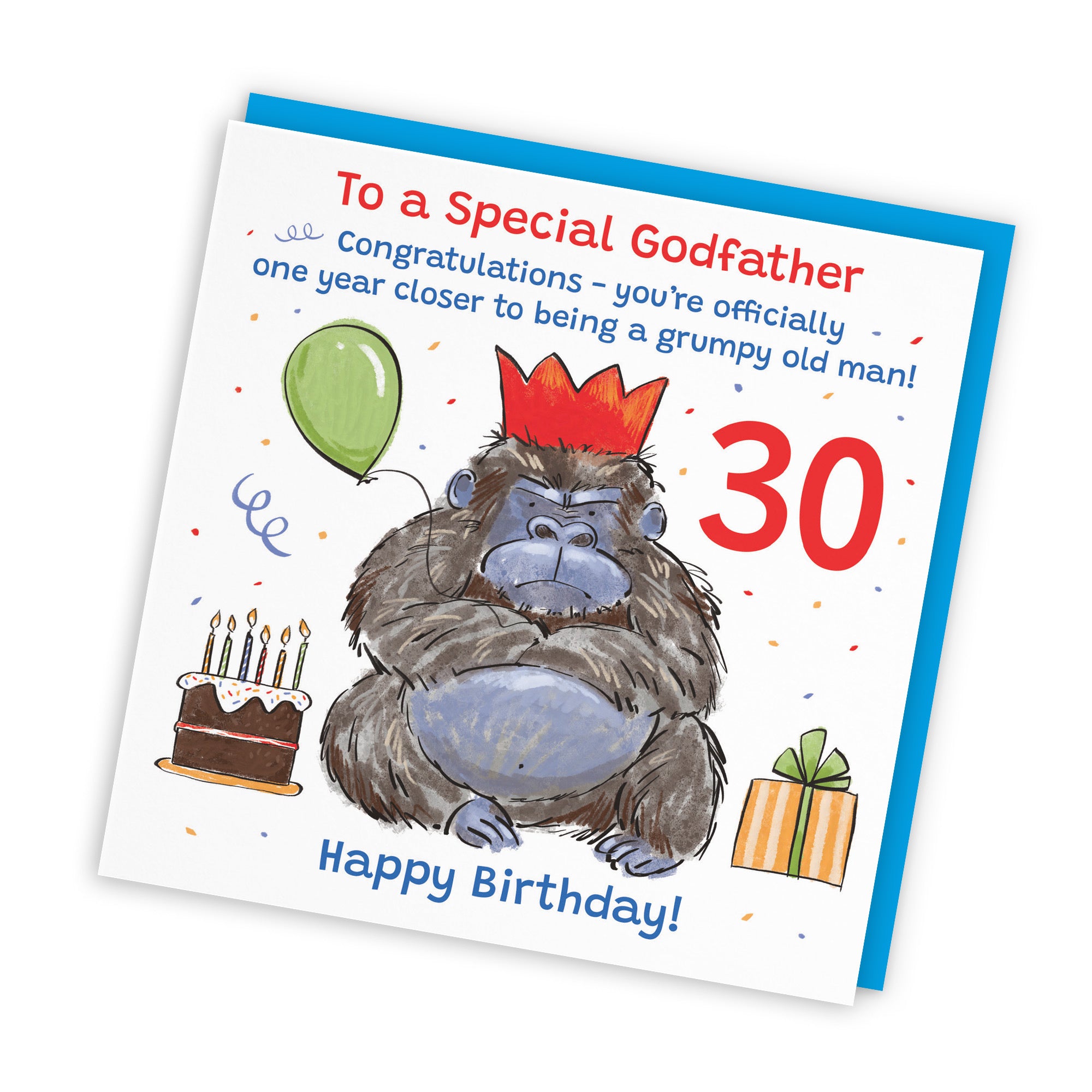 30th Godfather Birthday Card Grumpy Gorilla Animal Party - Default Title (RM00547)