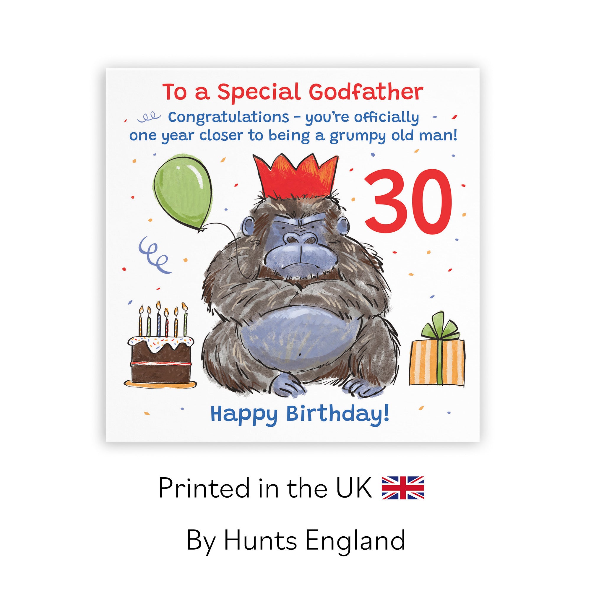30th Godfather Birthday Card Grumpy Gorilla Animal Party - Default Title (RM00547)