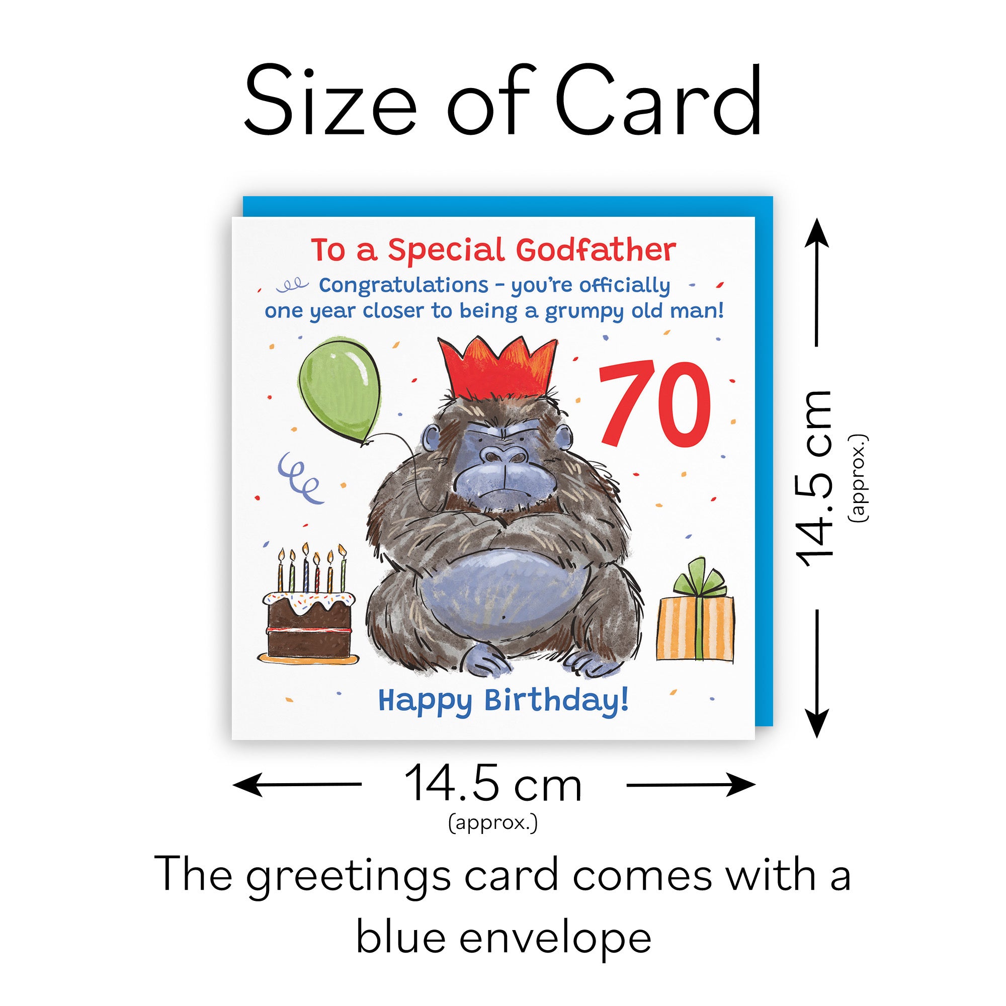 70th Godfather Birthday Card Grumpy Gorilla Animal Party - Default Title (RM00552)