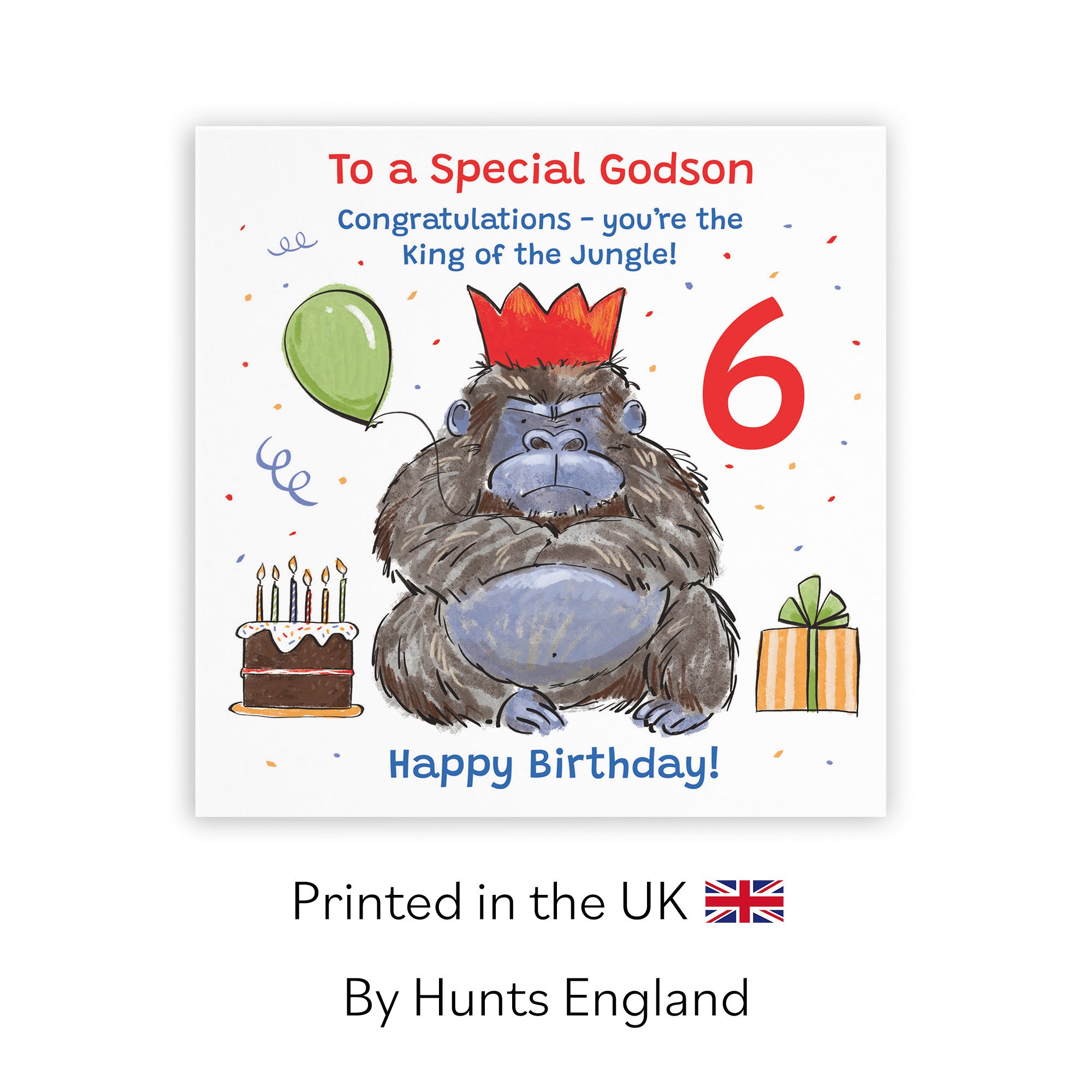 6th Godson Birthday Card Grumpy Gorilla Animal Party - Default Title (RM00555)