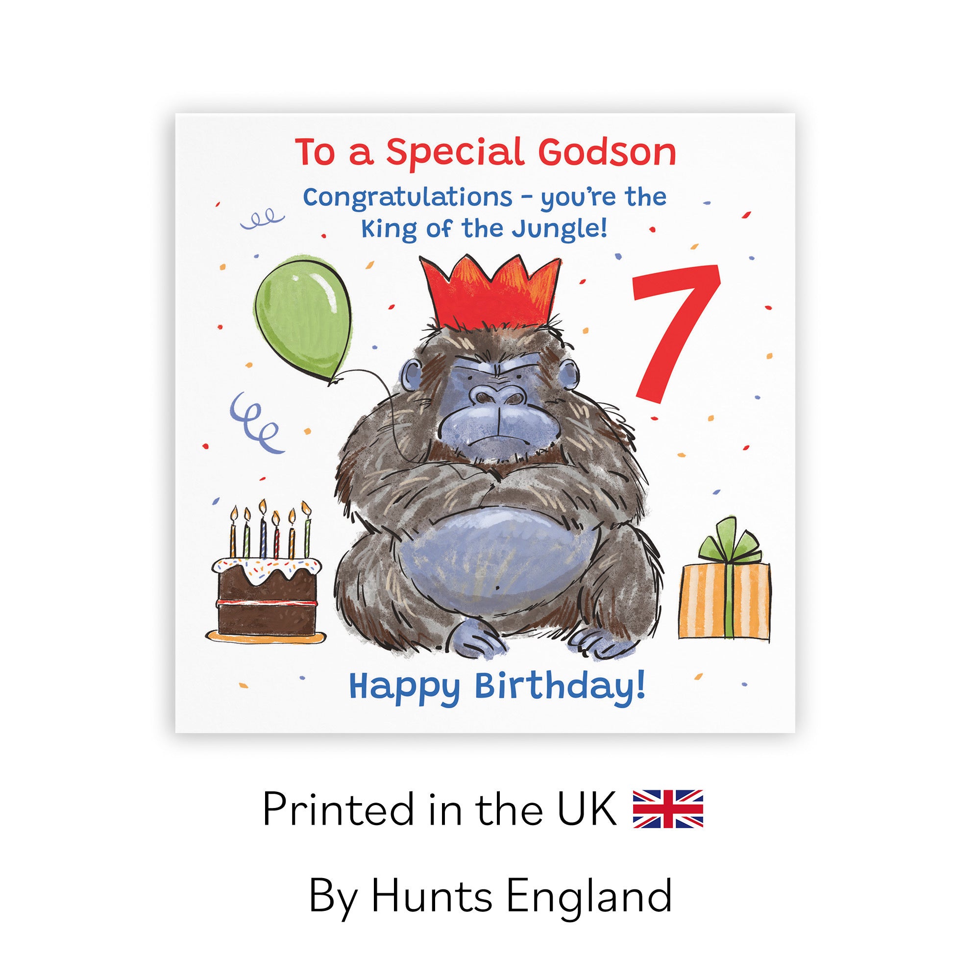 7th Godson Birthday Card Grumpy Gorilla Animal Party - Default Title (RM00556)
