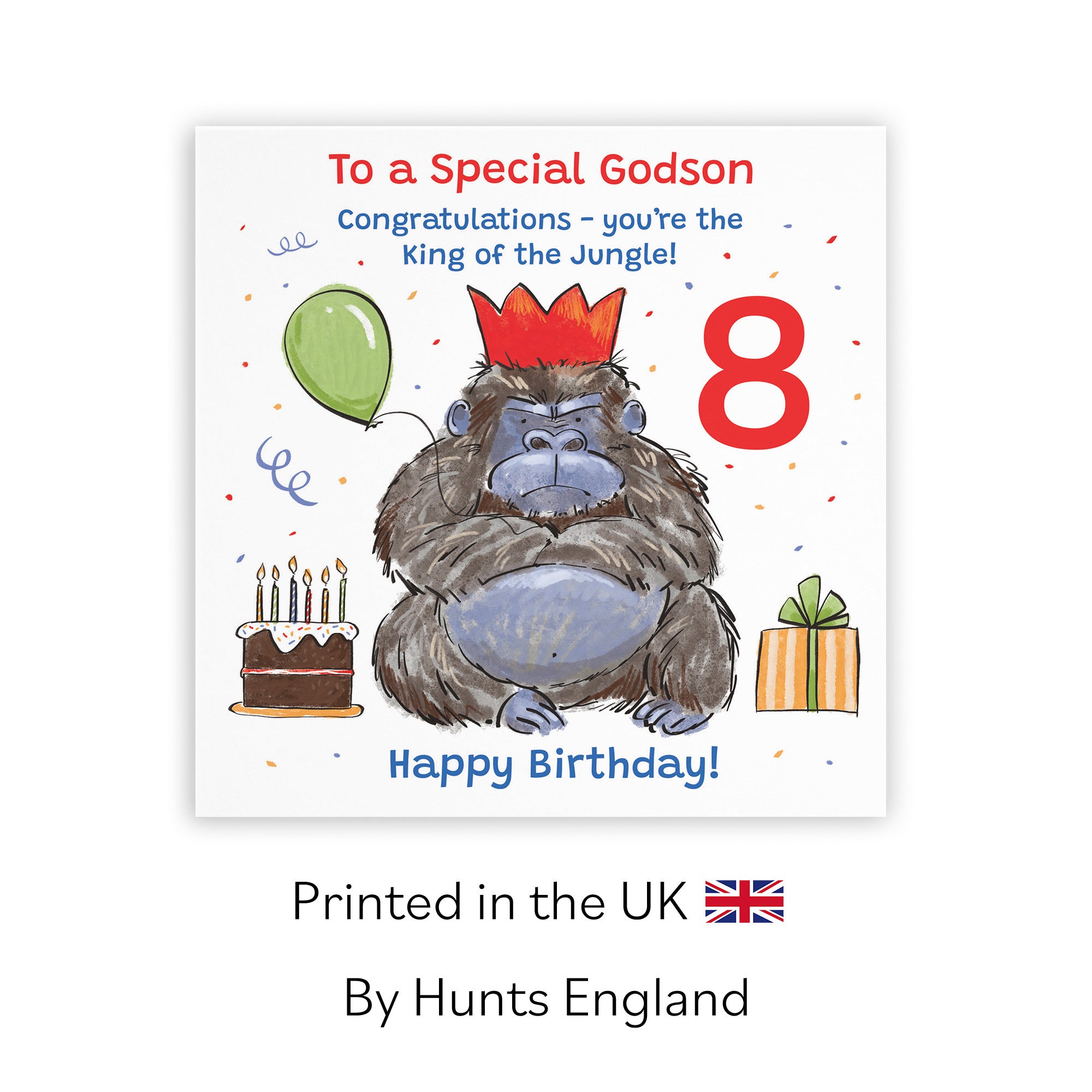 8th Godson Birthday Card Grumpy Gorilla Animal Party - Default Title (RM00557)