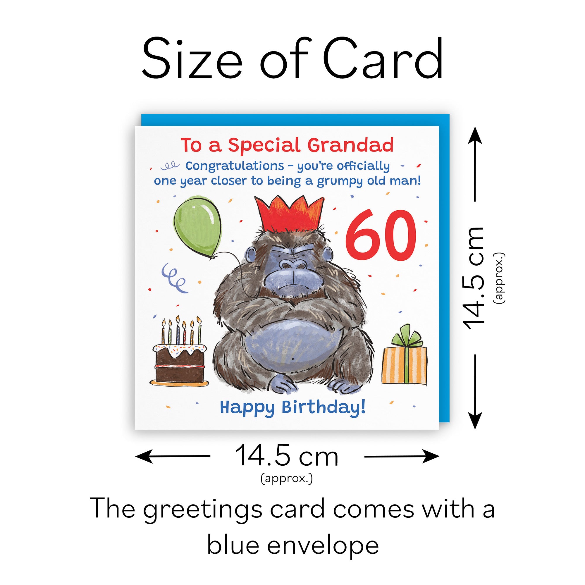 60th Grandad Birthday Card Grumpy Gorilla Animal Party - Default Title (RM00567)