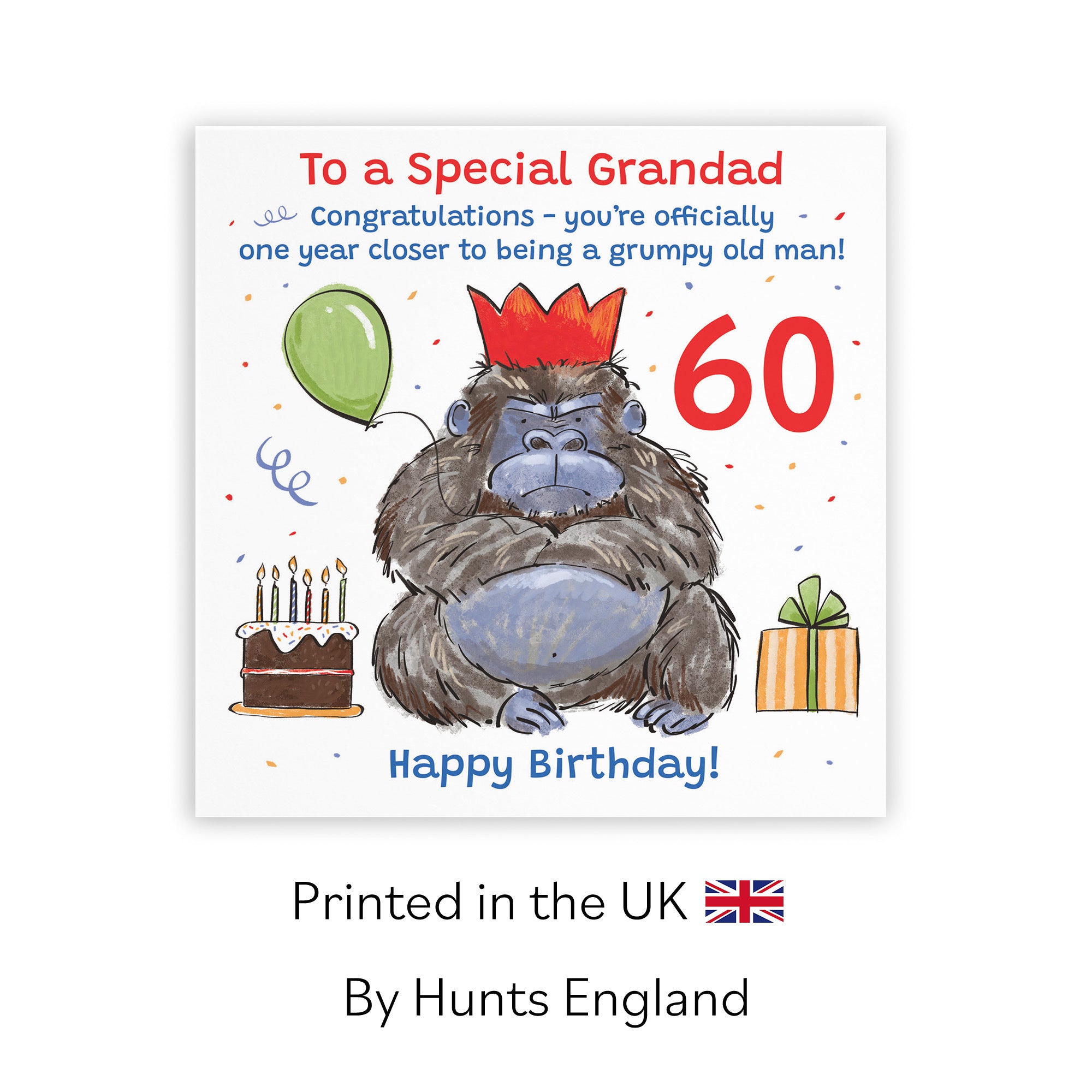 60th Grandad Birthday Card Grumpy Gorilla Animal Party - Default Title (RM00567)