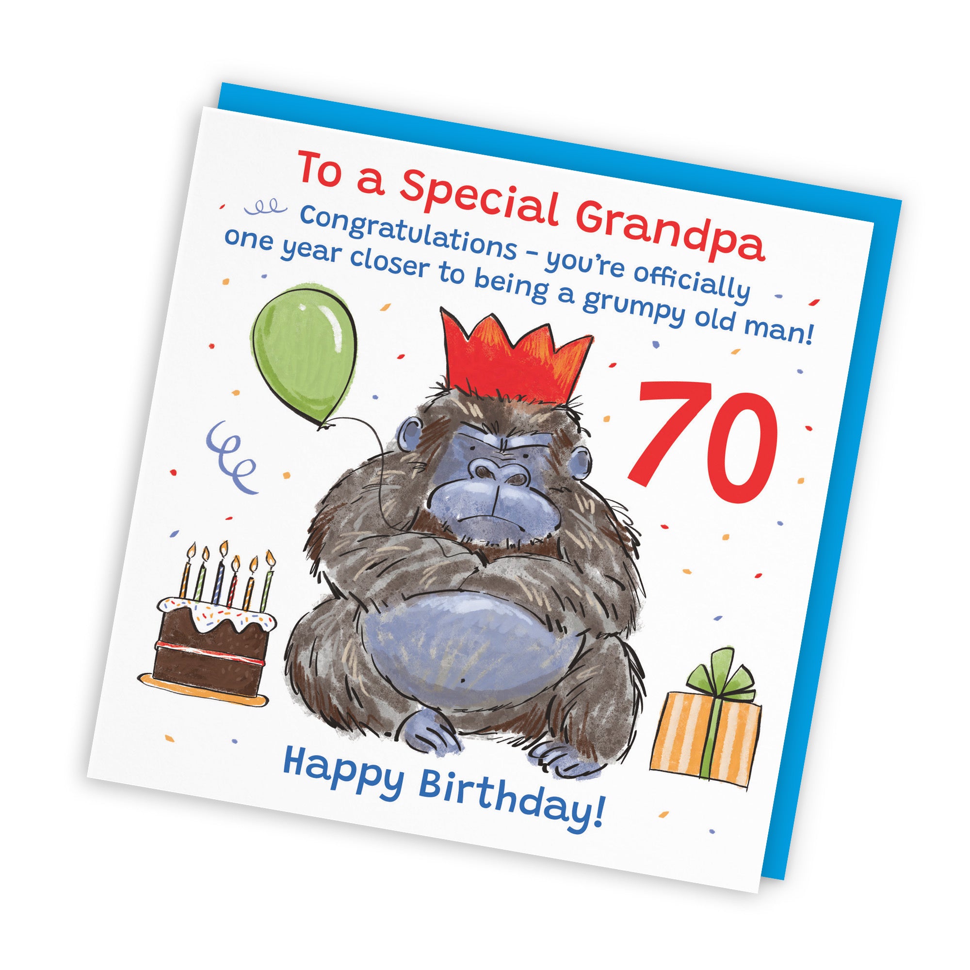 70th Grandpa Birthday Card Grumpy Gorilla Animal Party - Default Title (RM00570)