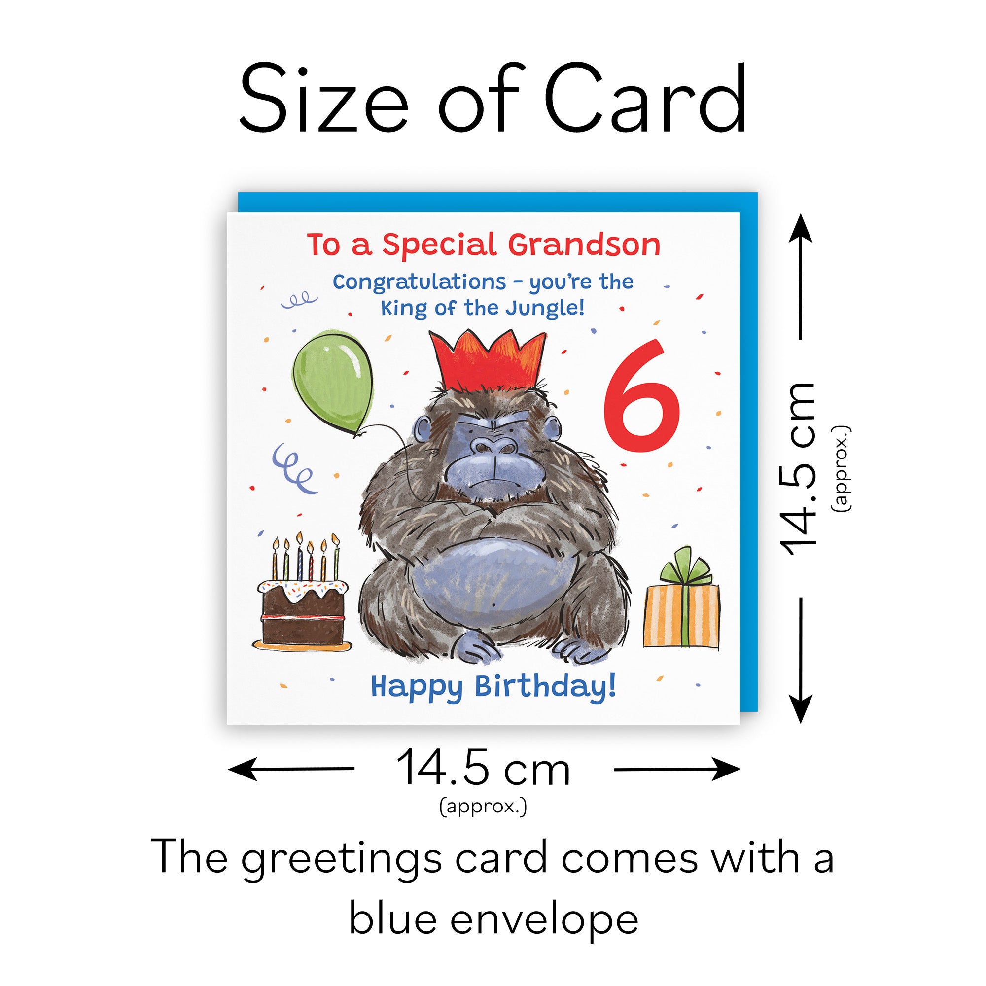 6th Grandson Birthday Card Grumpy Gorilla Animal Party - Default Title (RM00573)
