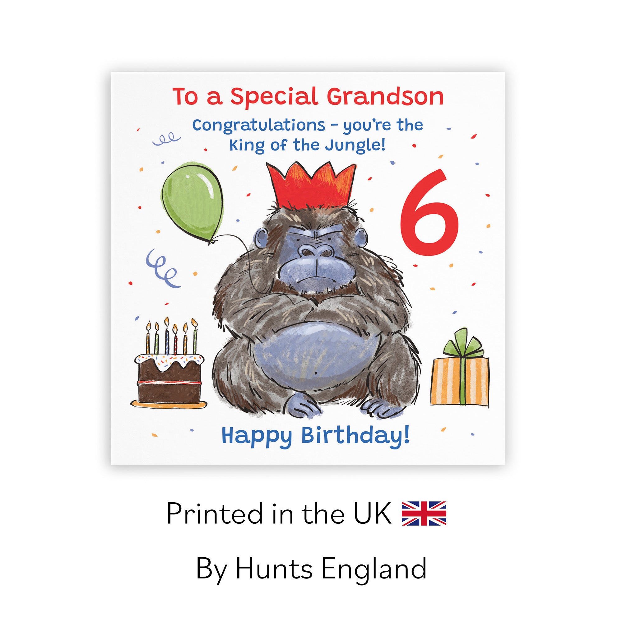 6th Grandson Birthday Card Grumpy Gorilla Animal Party - Default Title (RM00573)