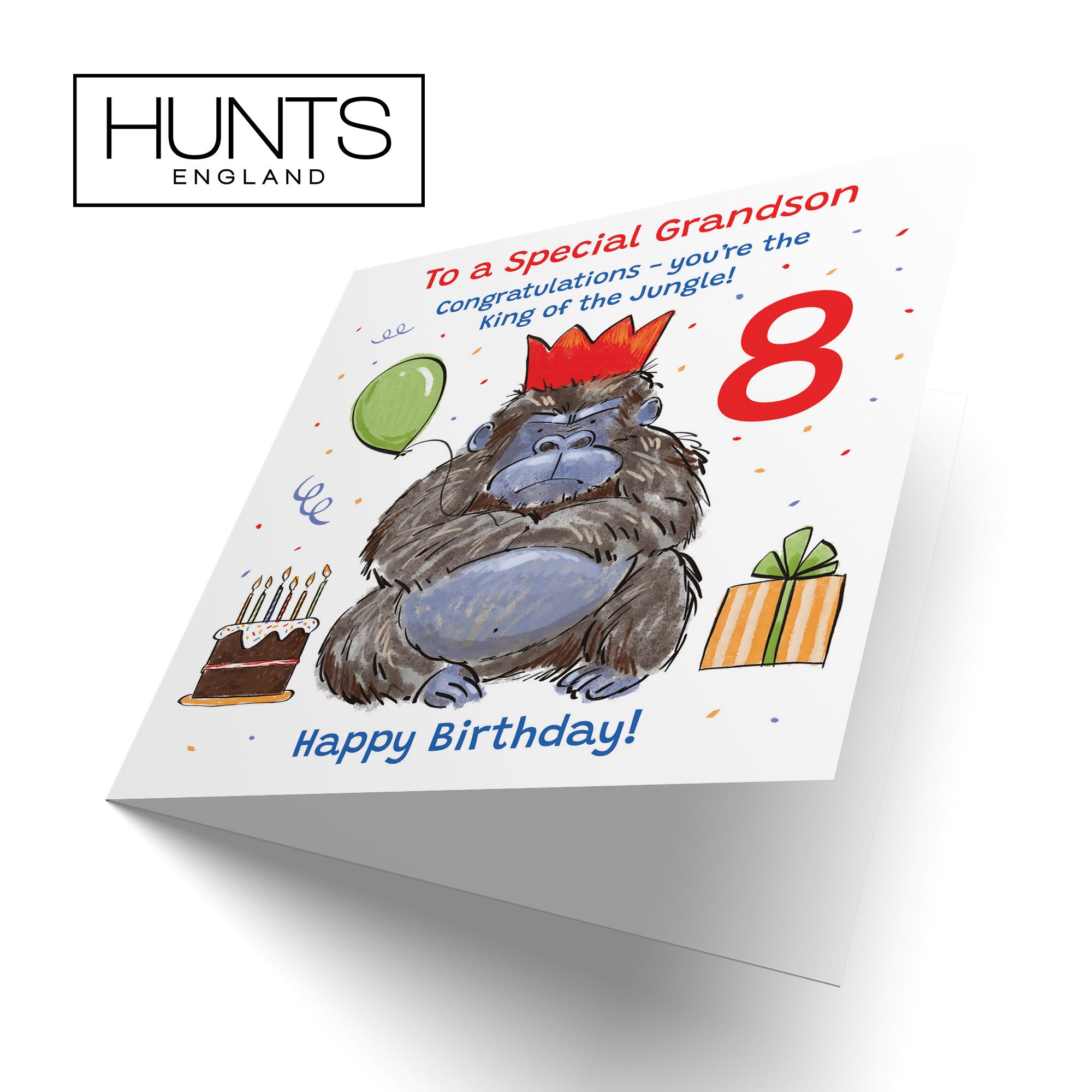 8th Grandson Birthday Card Grumpy Gorilla Animal Party - Default Title (RM00575)