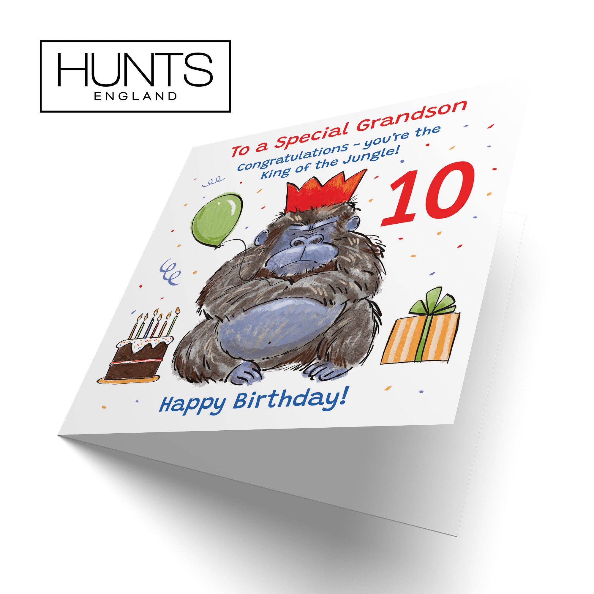 10th Grandson Birthday Card Grumpy Gorilla Animal Party - Default Title (RM00577)