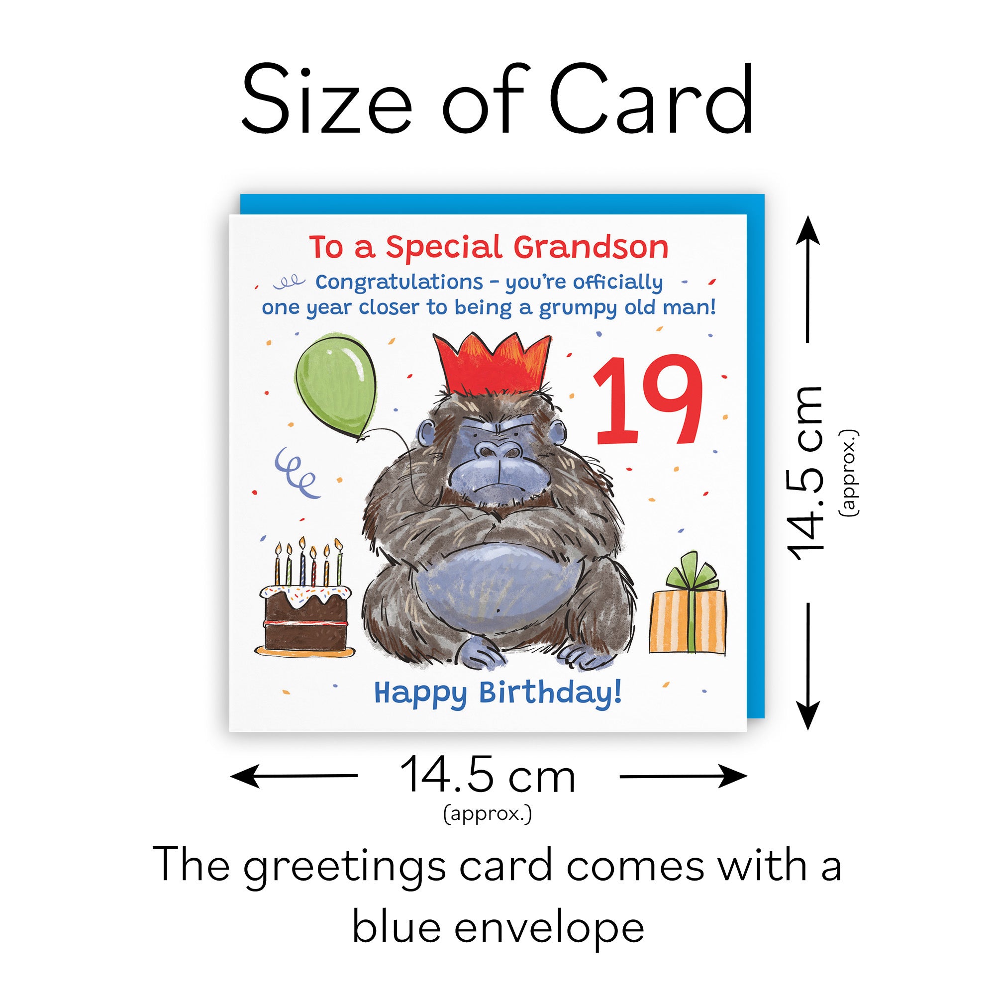 19th Grandson Birthday Card Grumpy Gorilla Animal Party - Default Title (RM00582)
