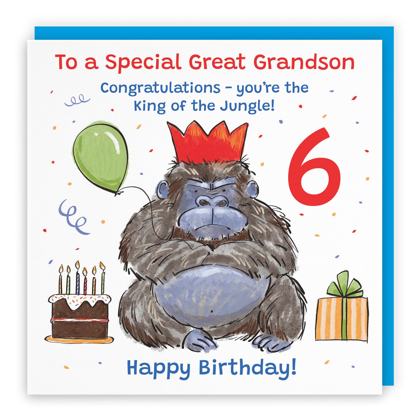 6th Great Grandson Birthday Card Grumpy Gorilla Animal Party - Default Title (RM00588)