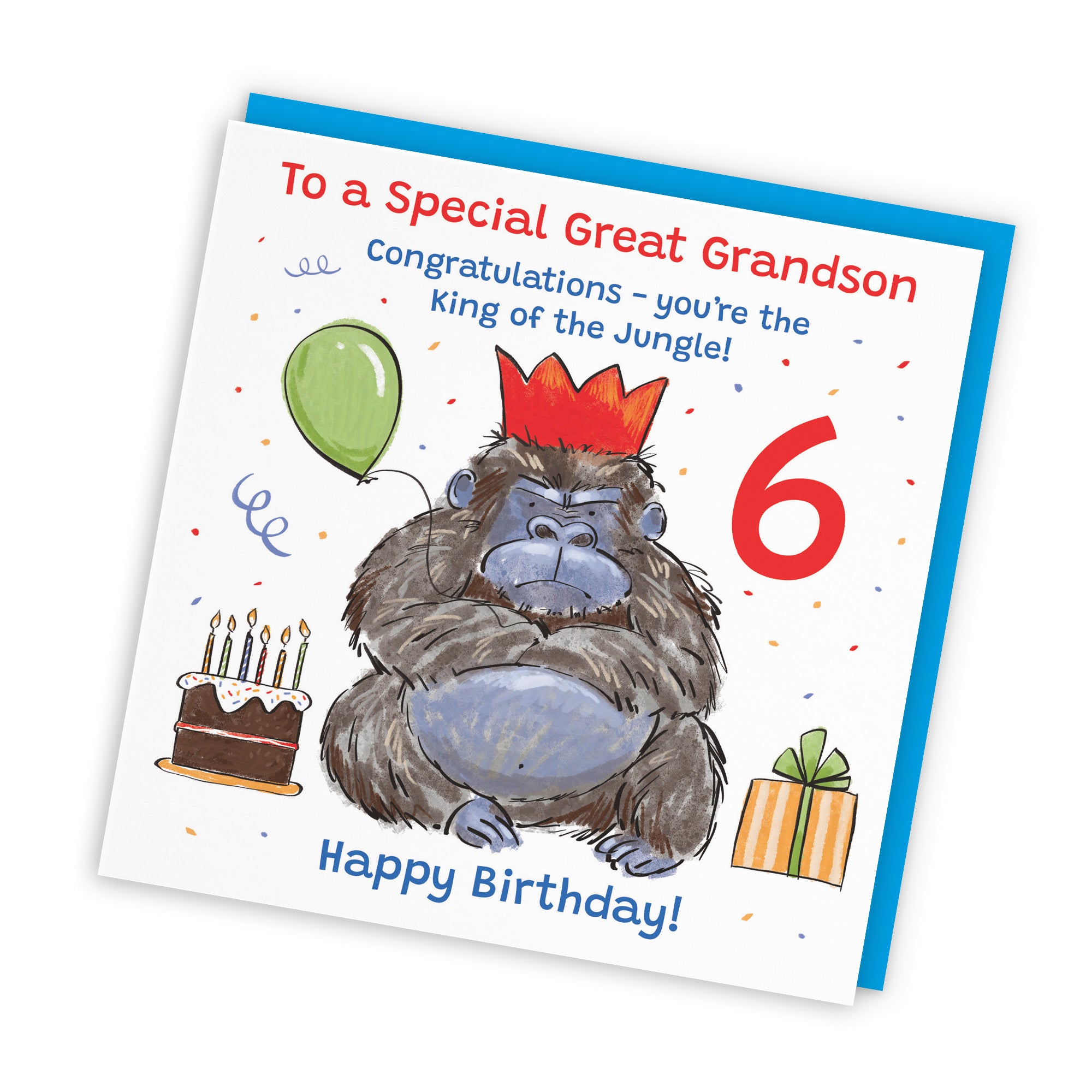 6th Great Grandson Birthday Card Grumpy Gorilla Animal Party - Default Title (RM00588)