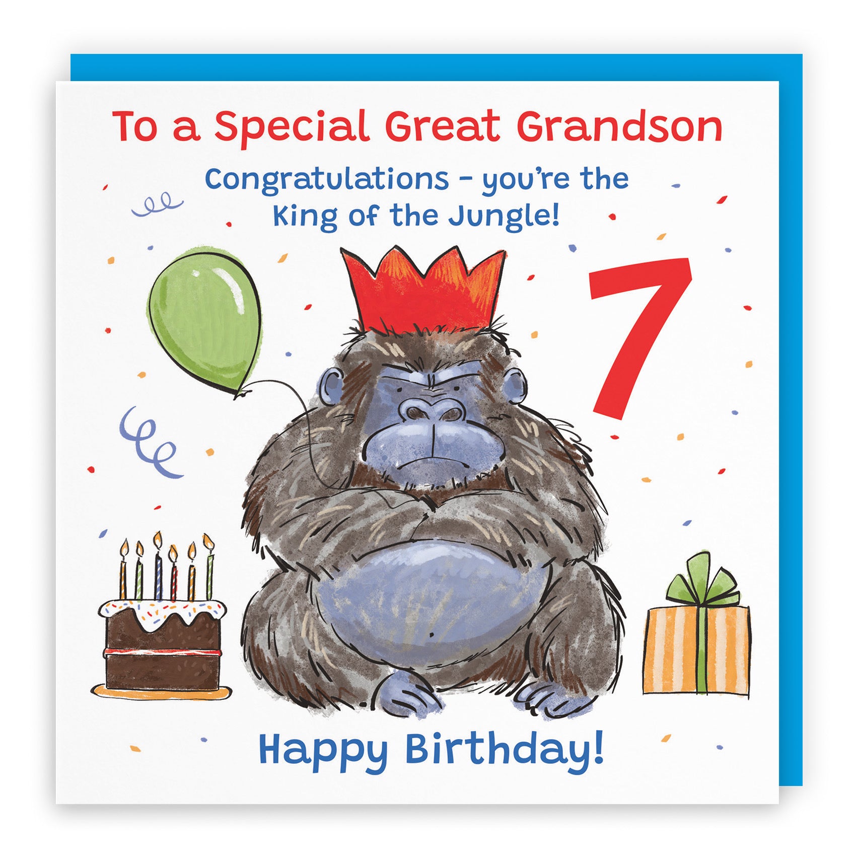 7th Great Grandson Birthday Card Grumpy Gorilla Animal Party - Default Title (RM00589)