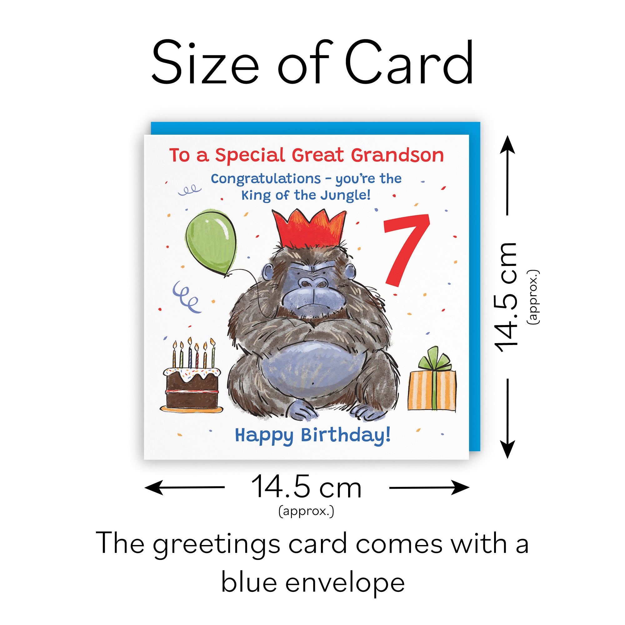 7th Great Grandson Birthday Card Grumpy Gorilla Animal Party - Default Title (RM00589)