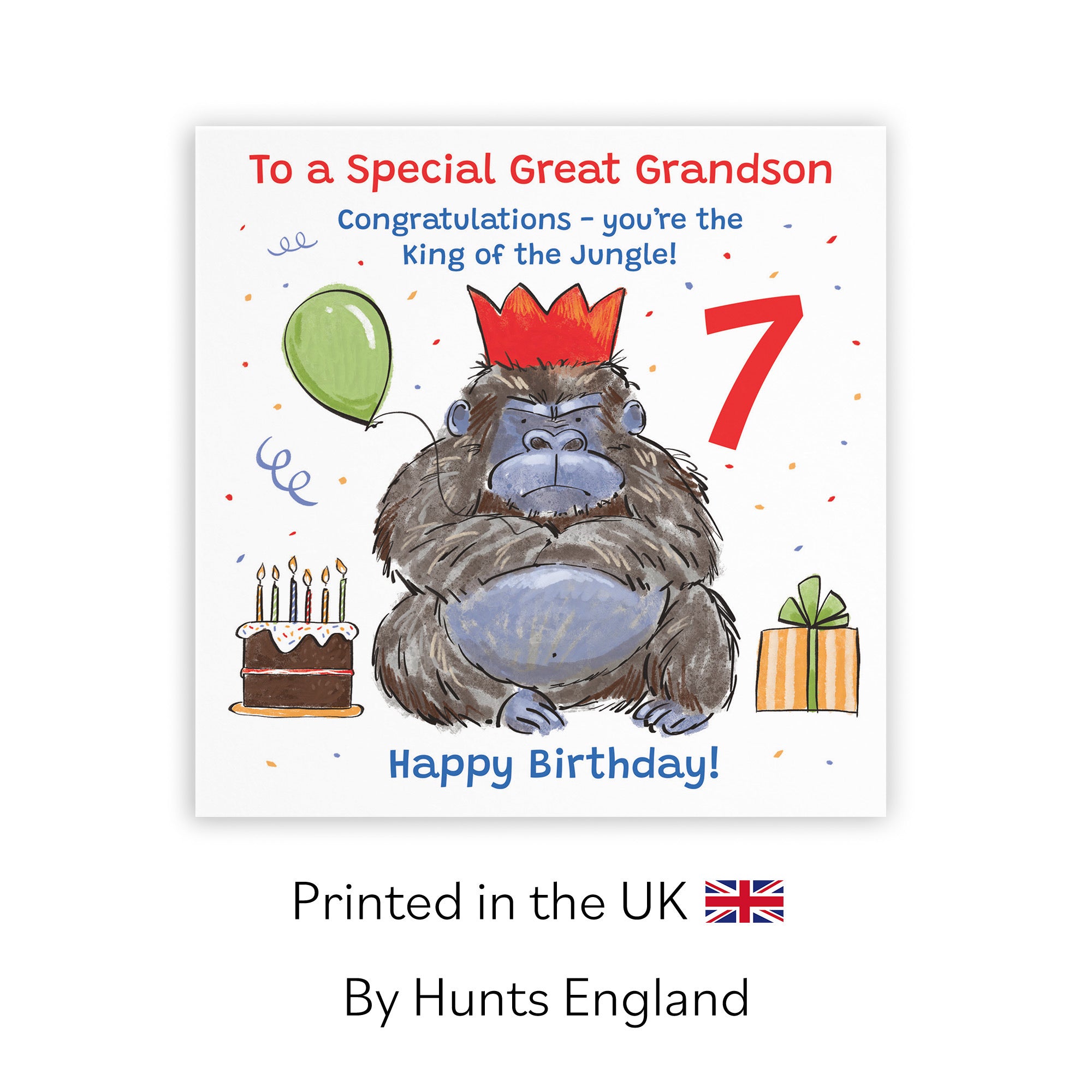 7th Great Grandson Birthday Card Grumpy Gorilla Animal Party - Default Title (RM00589)