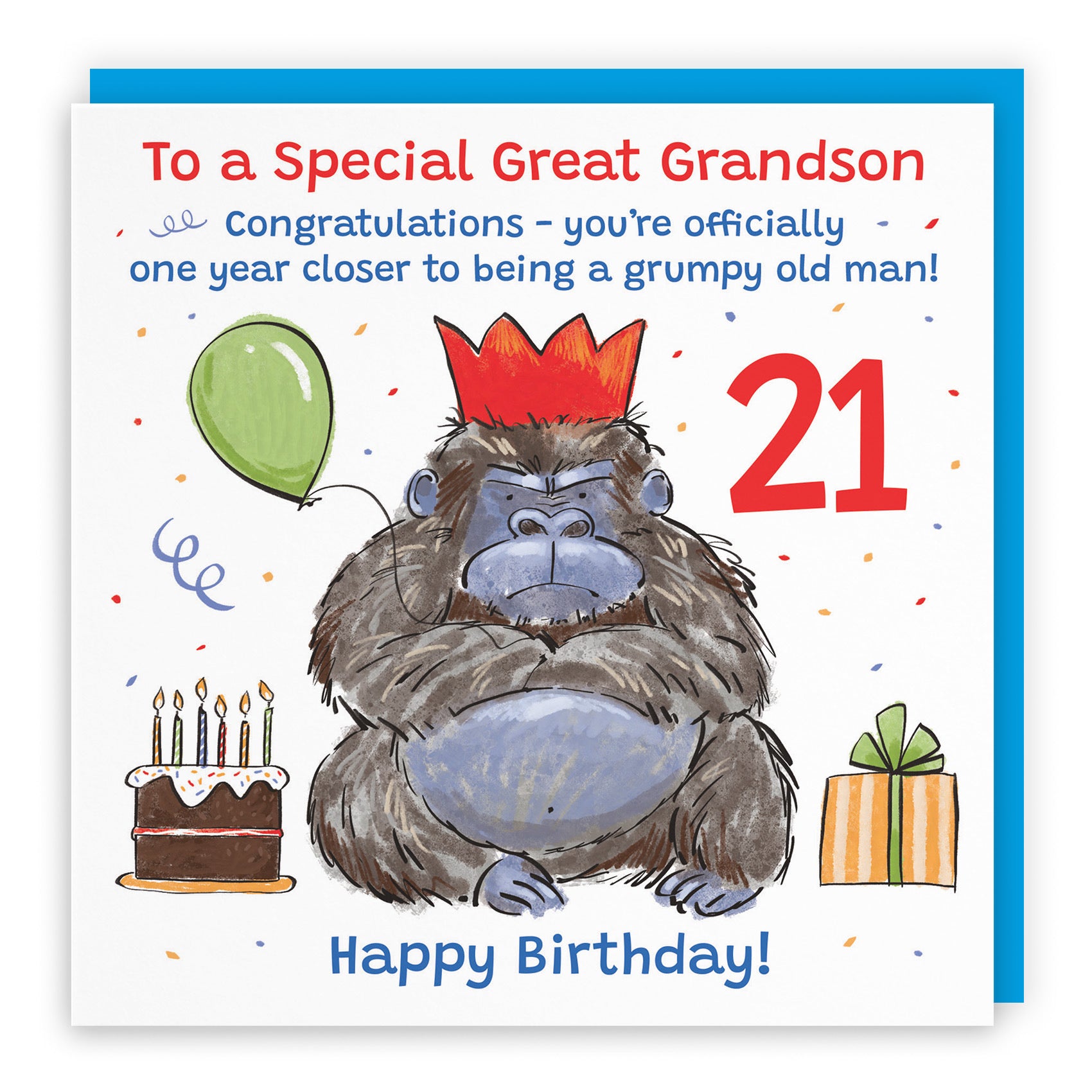 21st Great Grandson Birthday Card Grumpy Gorilla Animal Party - Default Title (RM00597)