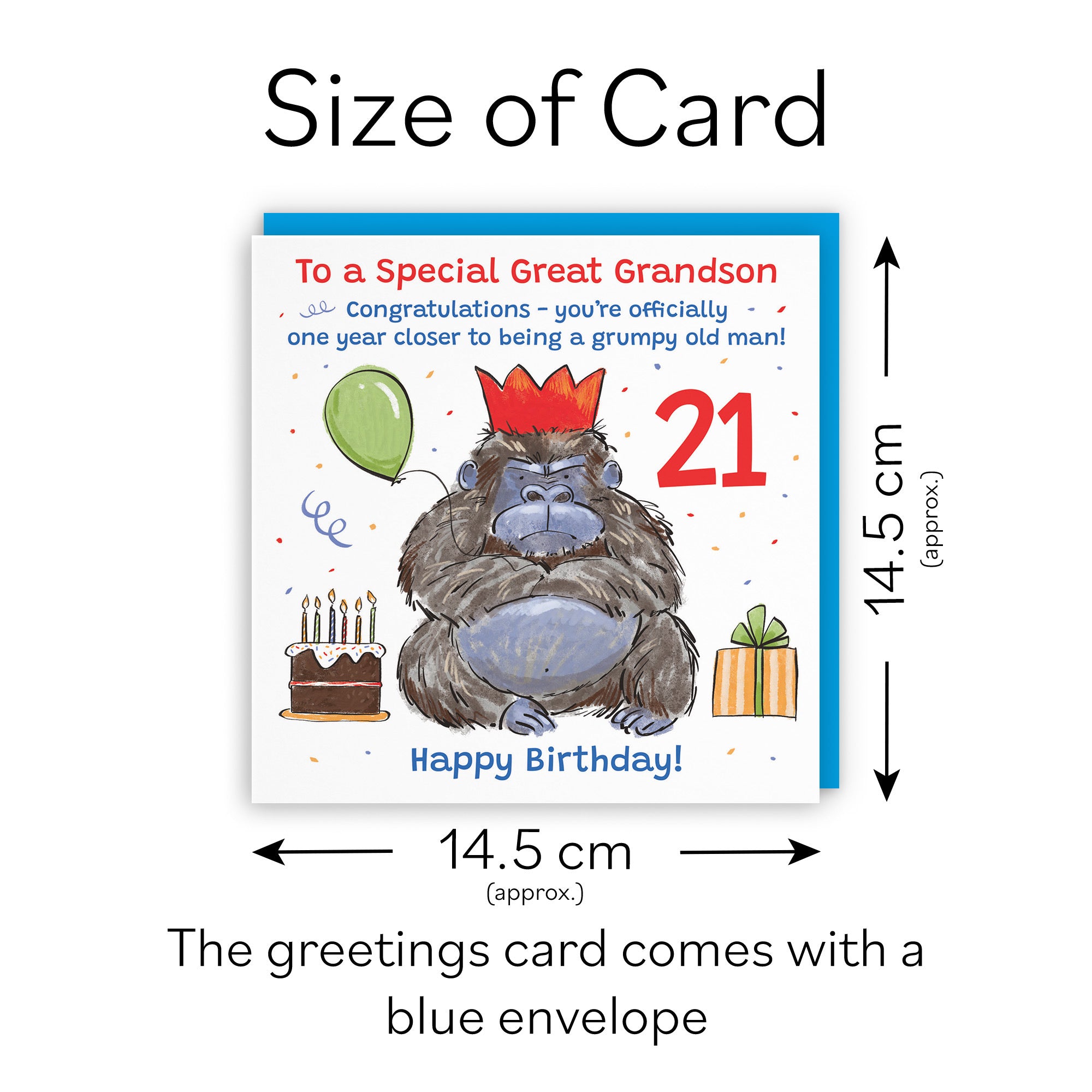 21st Great Grandson Birthday Card Grumpy Gorilla Animal Party - Default Title (RM00597)