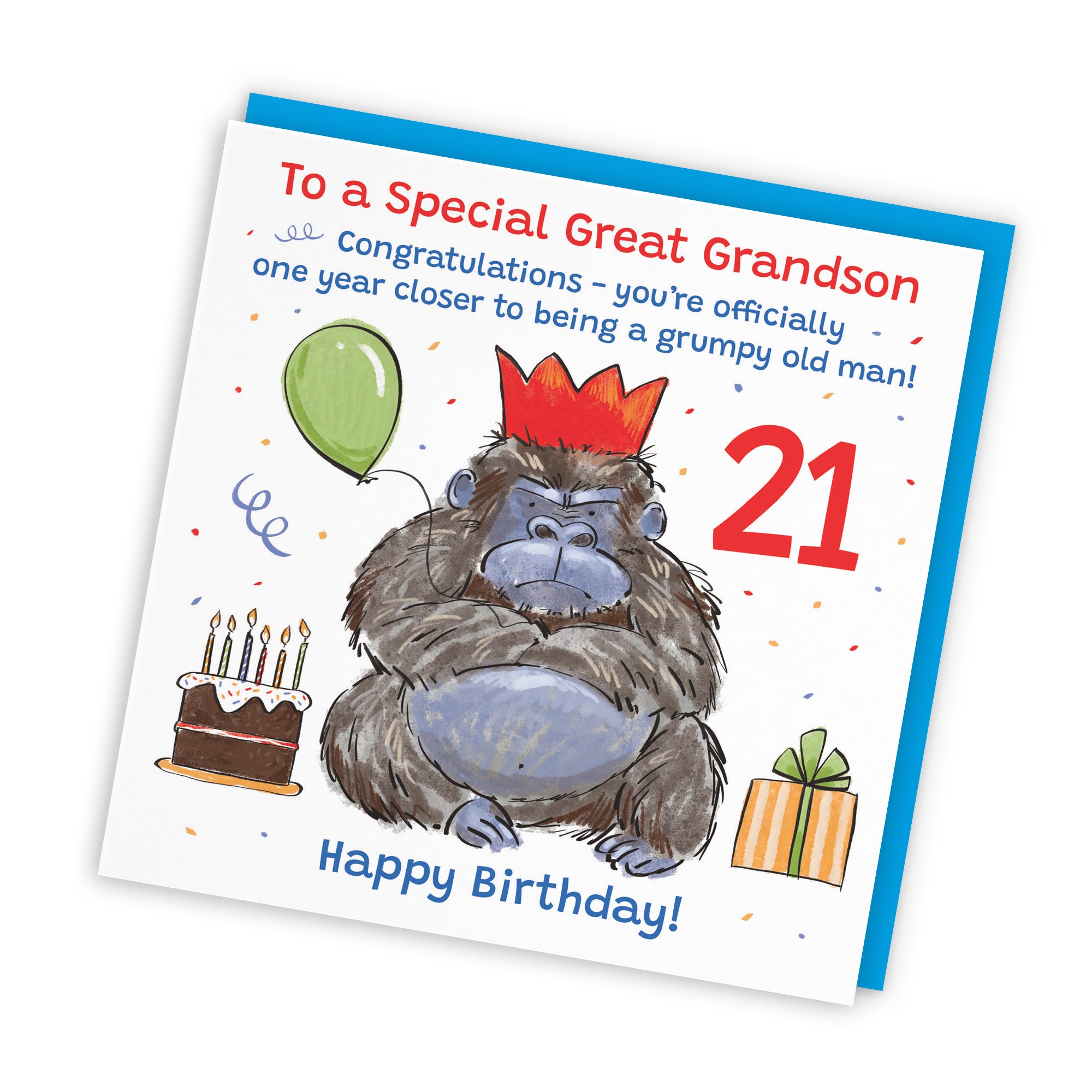 21st Great Grandson Birthday Card Grumpy Gorilla Animal Party - Default Title (RM00597)