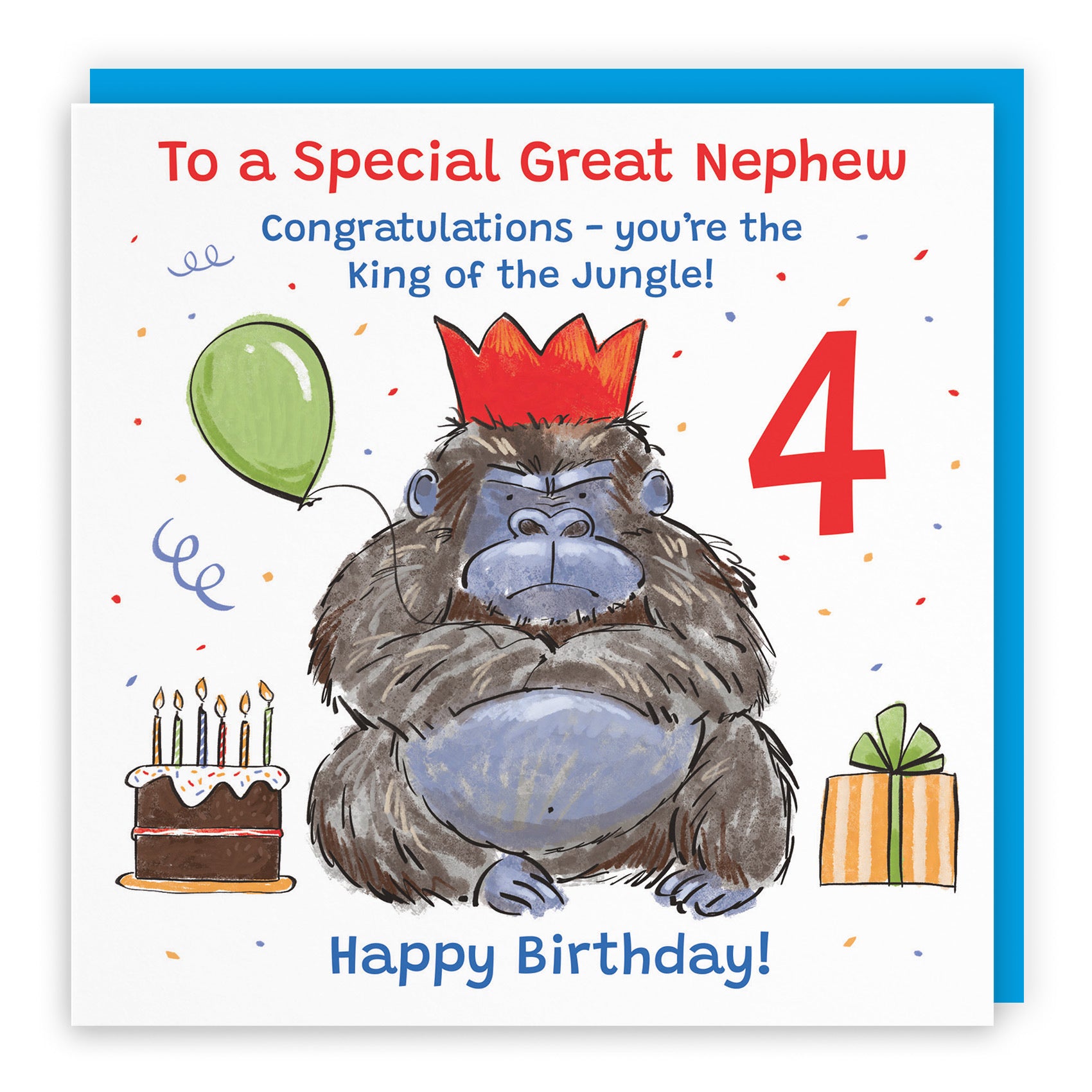 4th Great Nephew Birthday Card Grumpy Gorilla Animal Party - Default Title (RM00598)