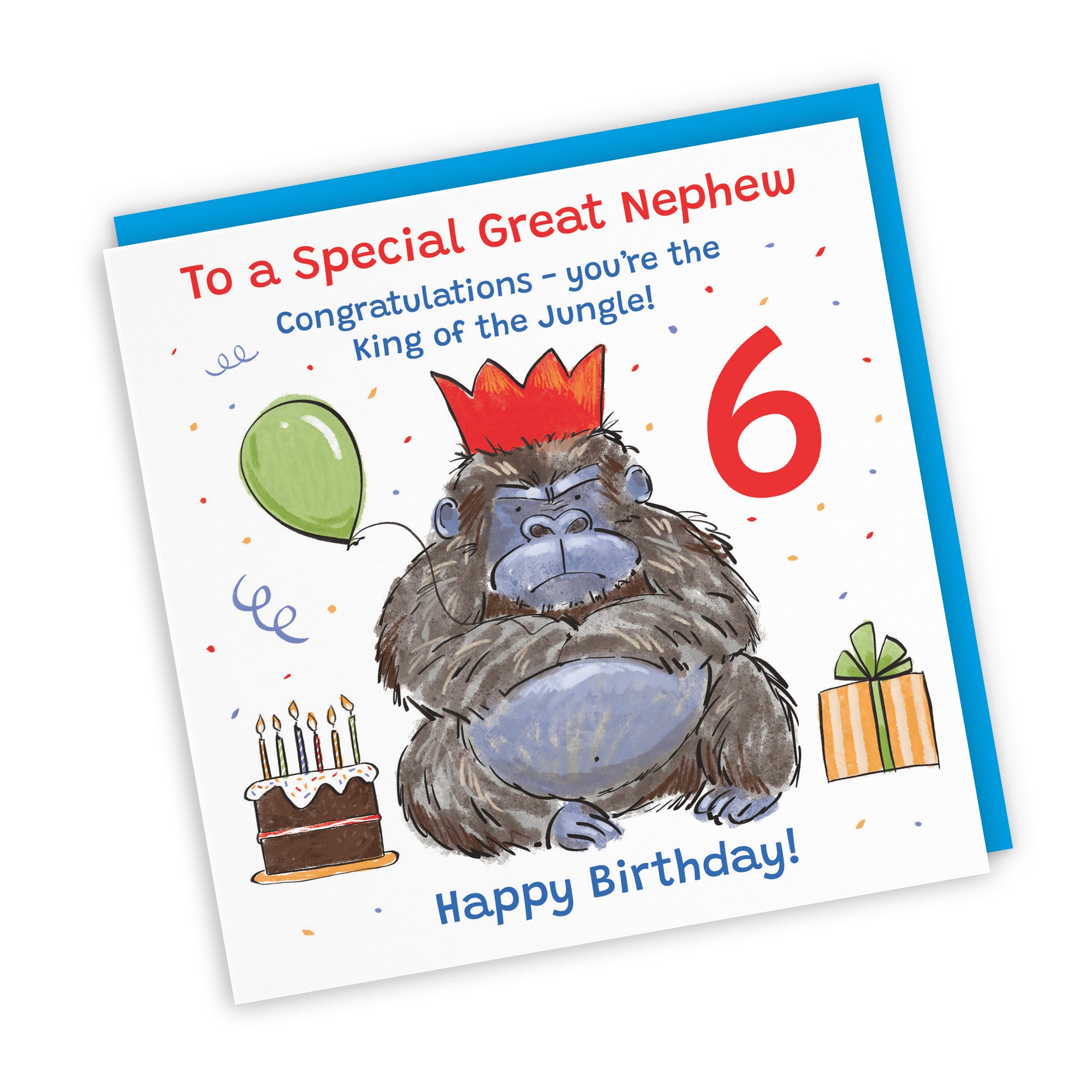 6th Great Nephew Birthday Card Grumpy Gorilla Animal Party - Default Title (RM00600)