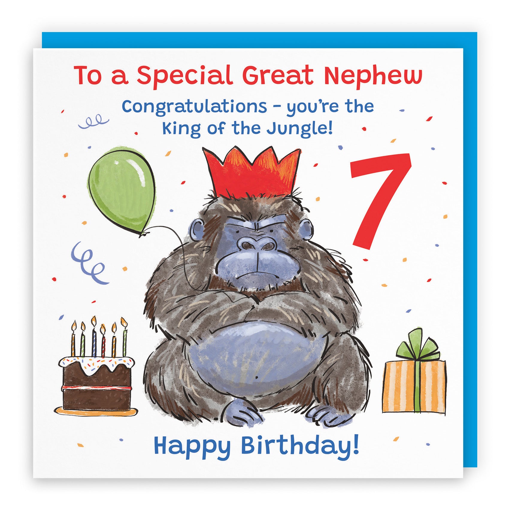7th Great Nephew Birthday Card Grumpy Gorilla Animal Party - Default Title (RM00601)