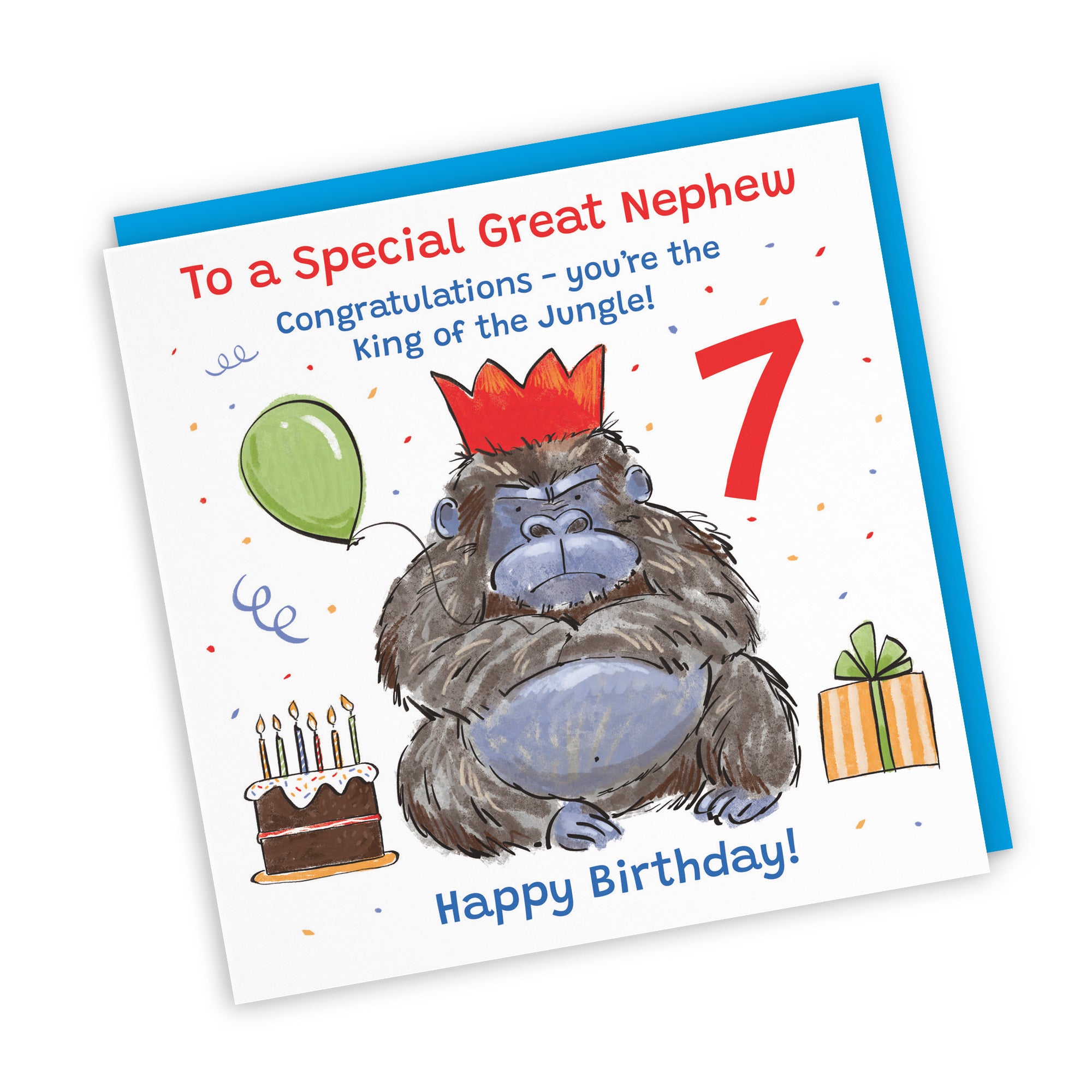 7th Great Nephew Birthday Card Grumpy Gorilla Animal Party - Default Title (RM00601)