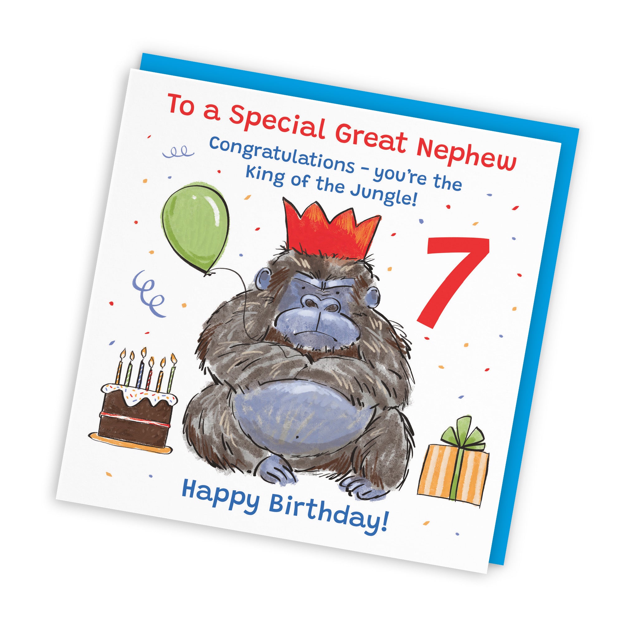 7th Great Nephew Birthday Card Grumpy Gorilla Animal Party - Default Title (RM00601)