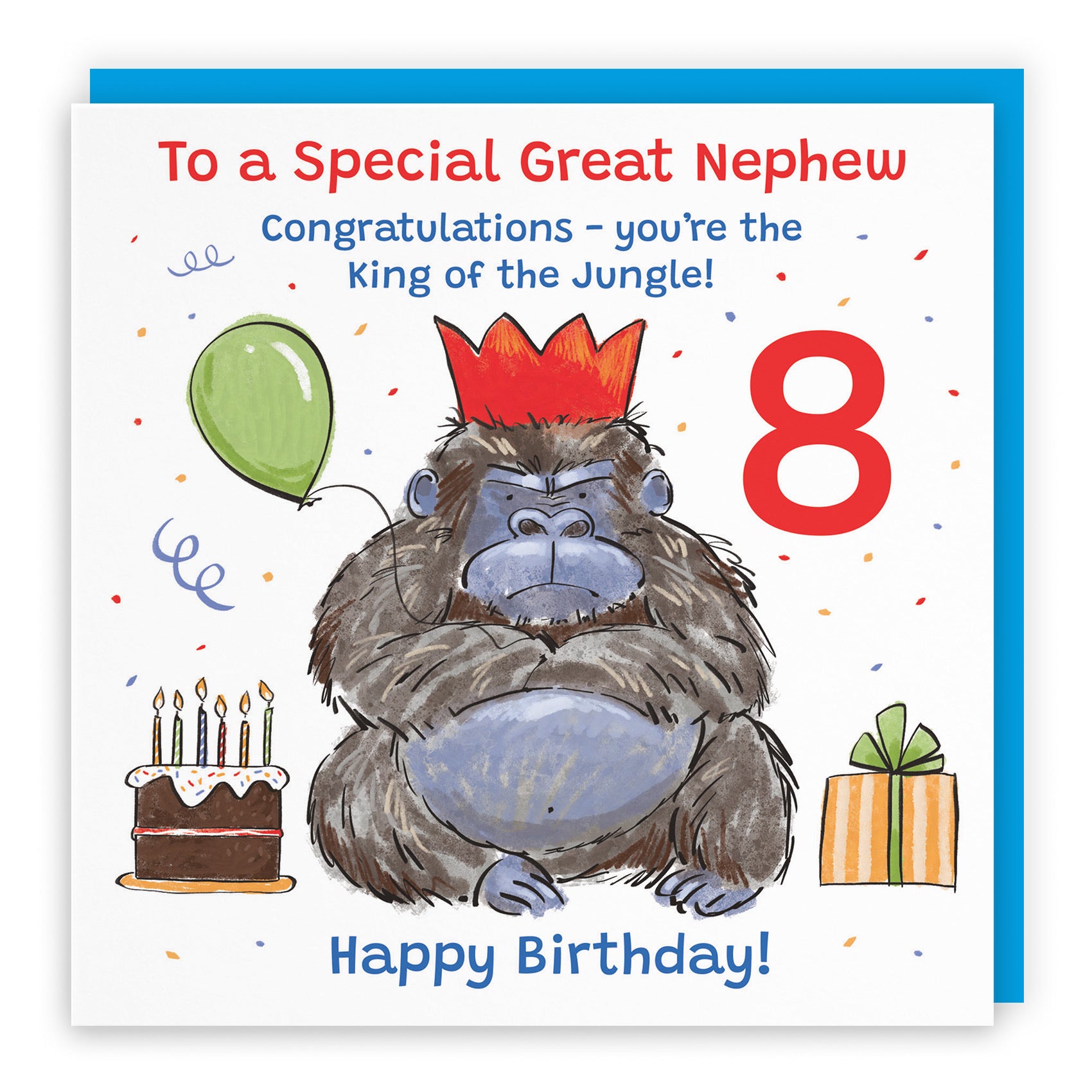 8th Great Nephew Birthday Card Grumpy Gorilla Animal Party - Default Title (RM00602)