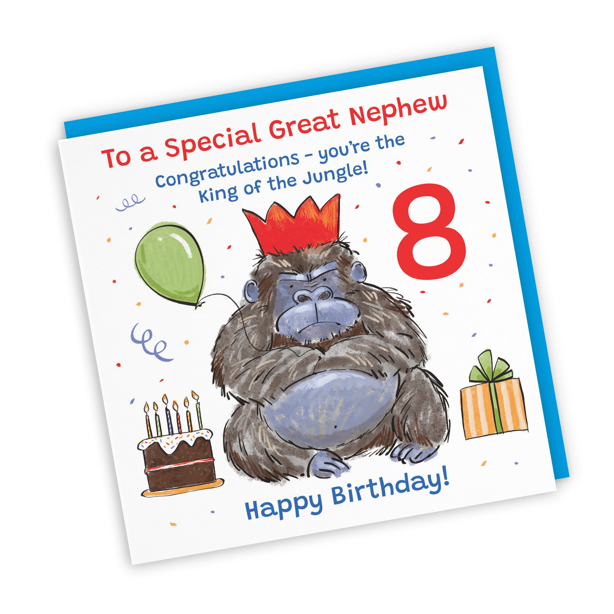 8th Great Nephew Birthday Card Grumpy Gorilla Animal Party - Default Title (RM00602)