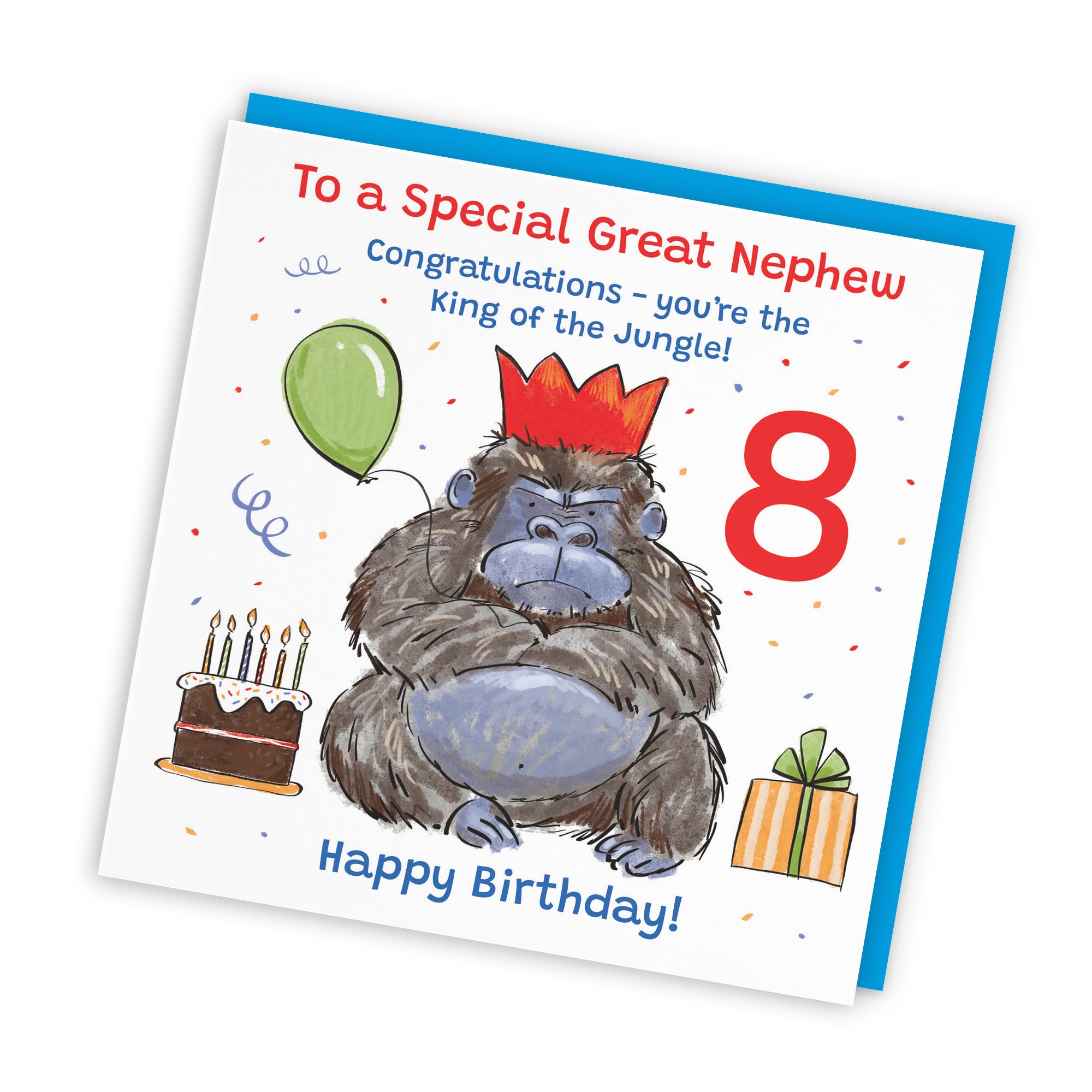 8th Great Nephew Birthday Card Grumpy Gorilla Animal Party - Default Title (RM00602)