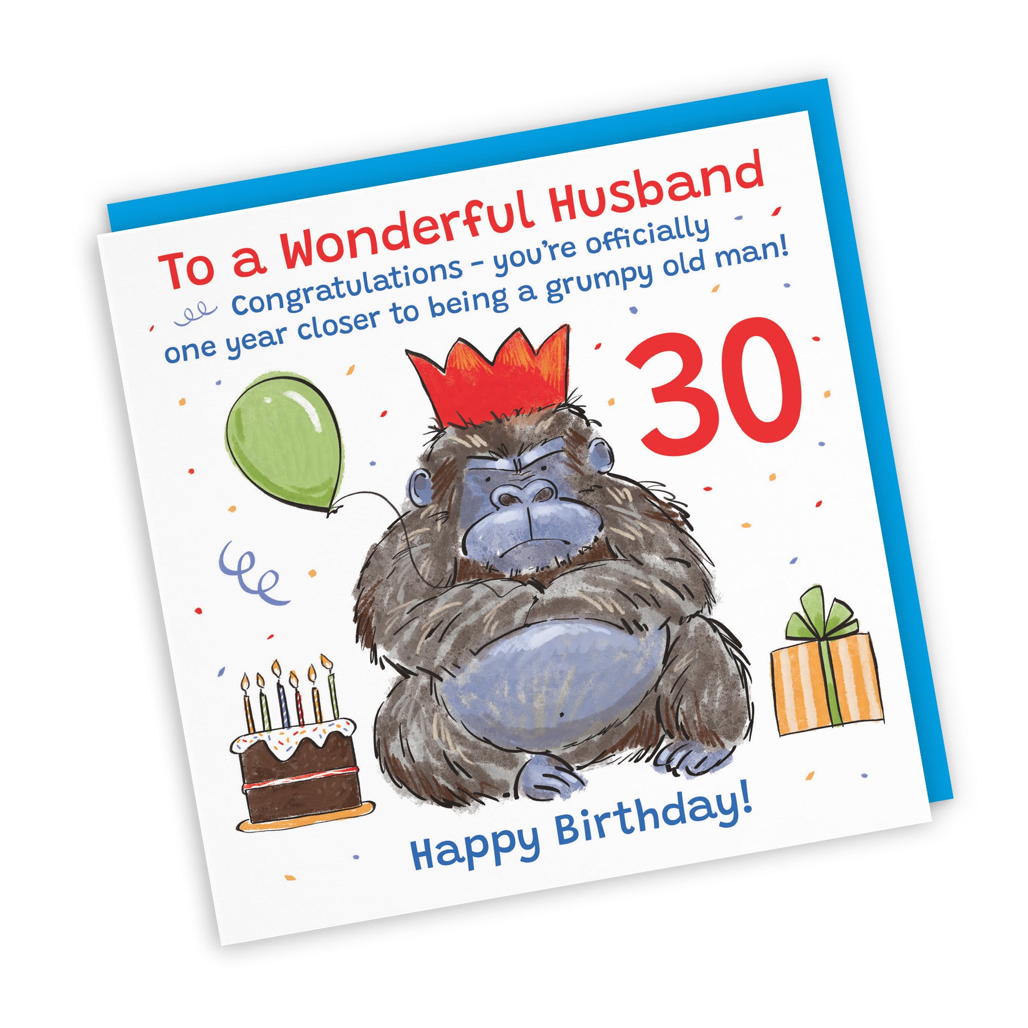 30th Husband Birthday Card Grumpy Gorilla Animal Party - Default Title (RM00603)